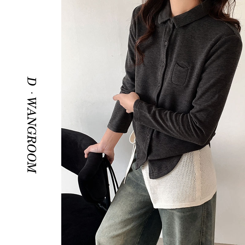 丁小晗【高品莱赛尔暖绒】正肩双面绒发热ㅣPolo领衬衣开衫A5170