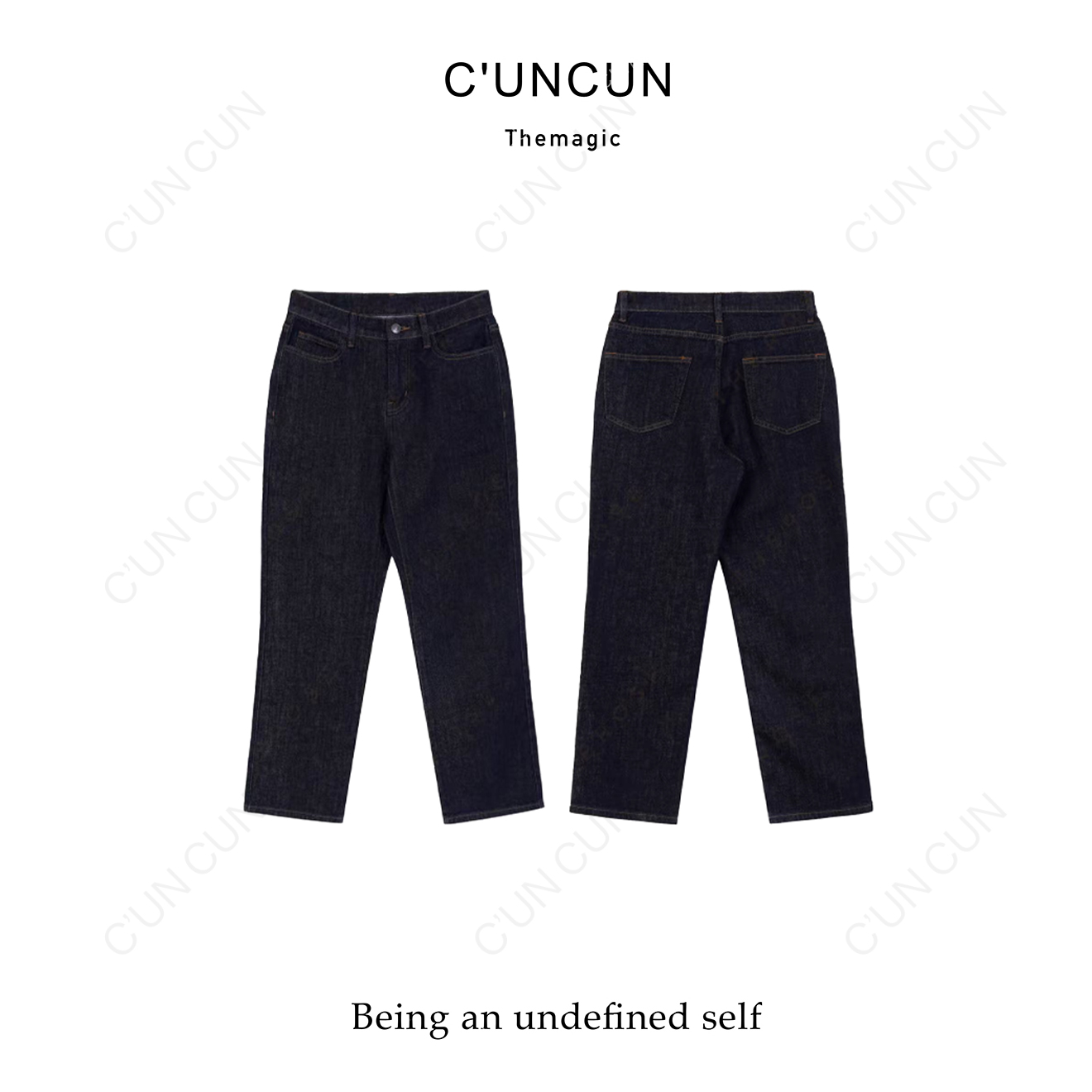 【村村CUNCUN】2025秋季新时尚百搭复古高腰弹力九分直筒牛仔裤