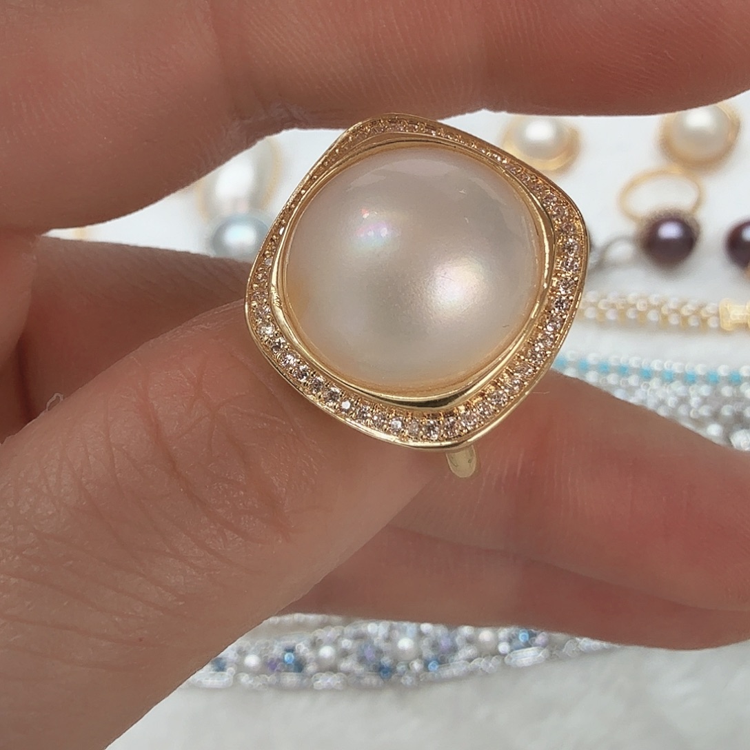 戒圈未镶嵌拼合珍珠（马贝珠）