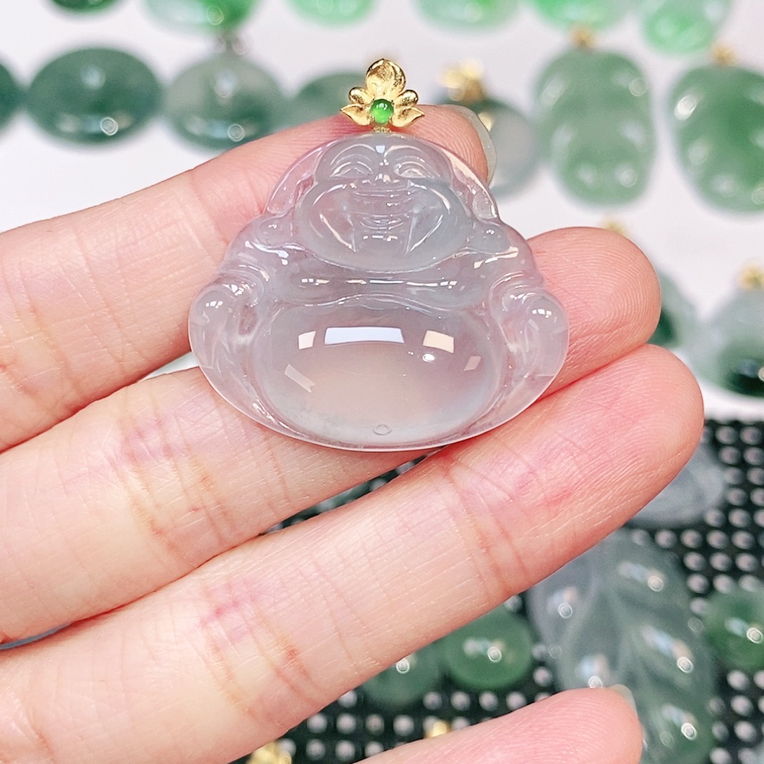 翡翠18K金镶嵌吊坠(不含链)