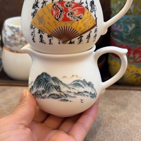 现代陶瓷公杯陶瓷公杯微瑕2个