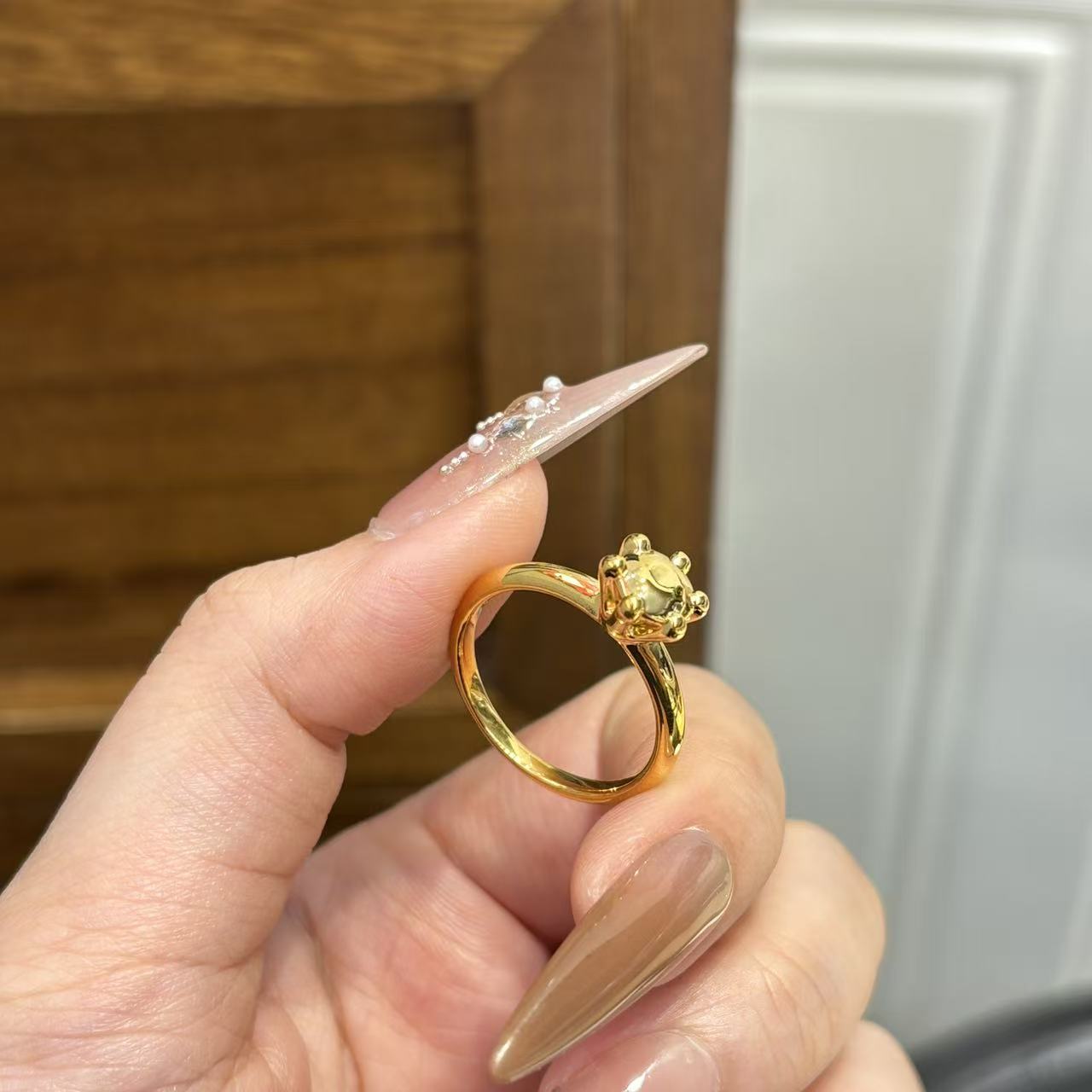 足金999金钻戒指5D工艺亮面通体纯黄金戒指低调轻奢高级耐看送礼