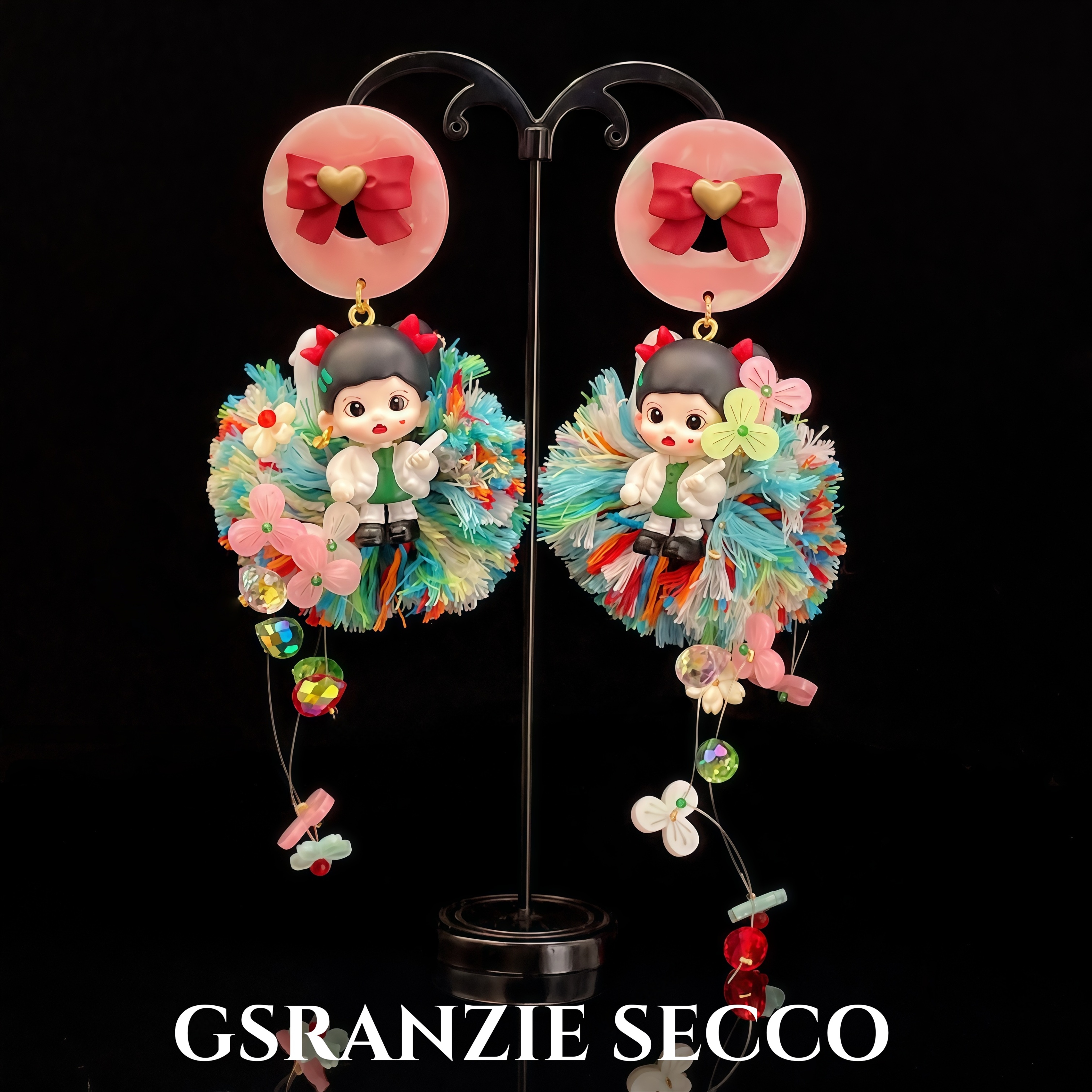 铜合金树脂耳饰 【3420】时尚创意设计小众气质手作DIY多色萌娃耳环