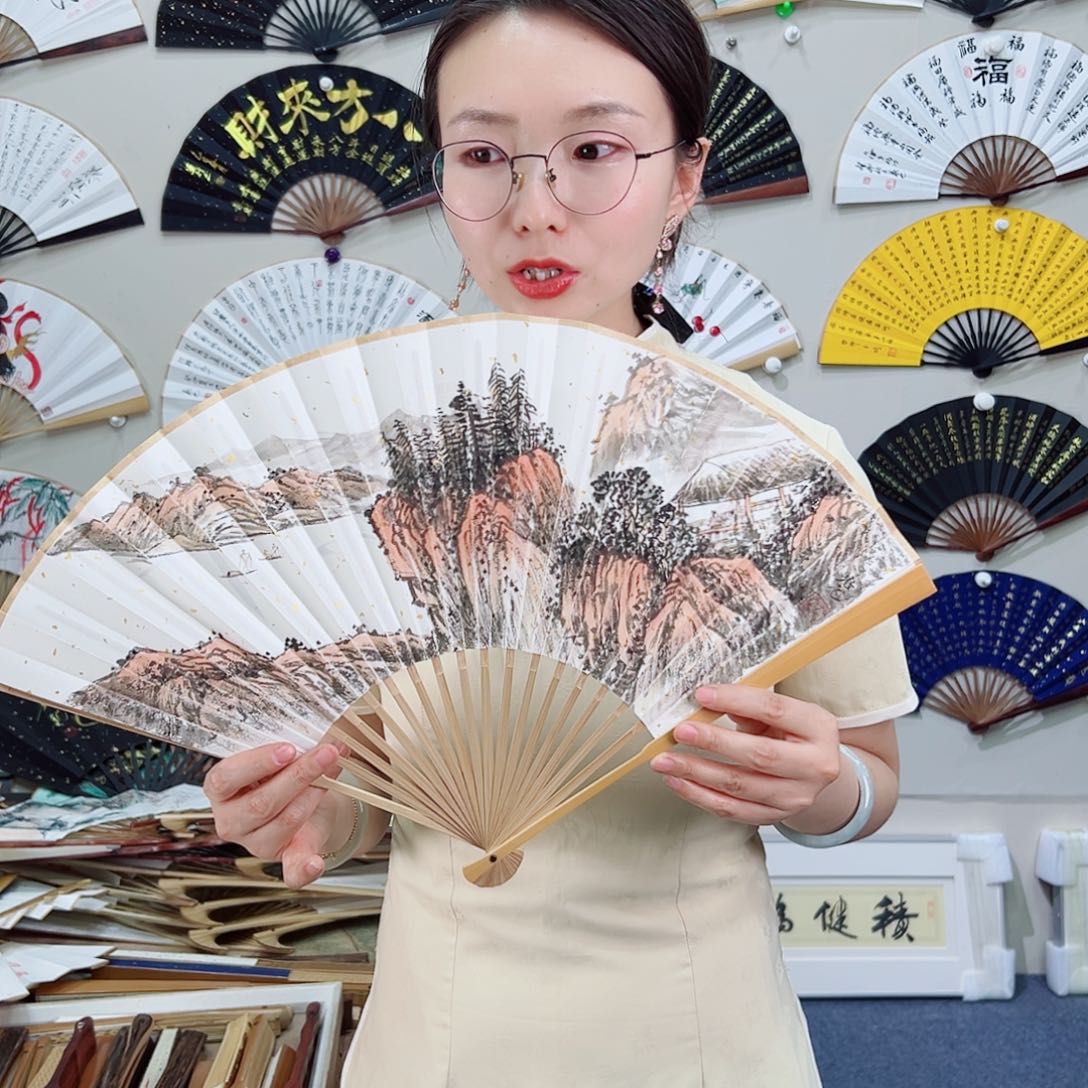 书法九五寸玉竹-文玩扇-手写-粘好发出