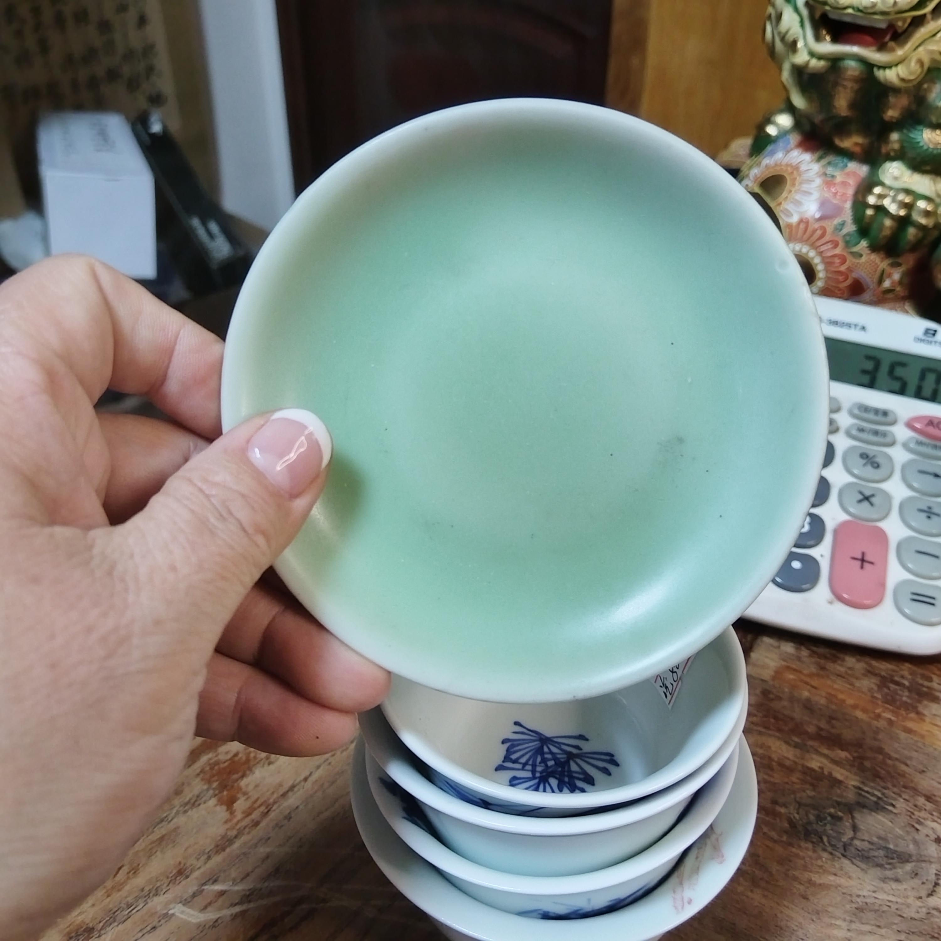 8.5英寸微瑕素面中式家用耀州窑高温瓷餐盘菜盘