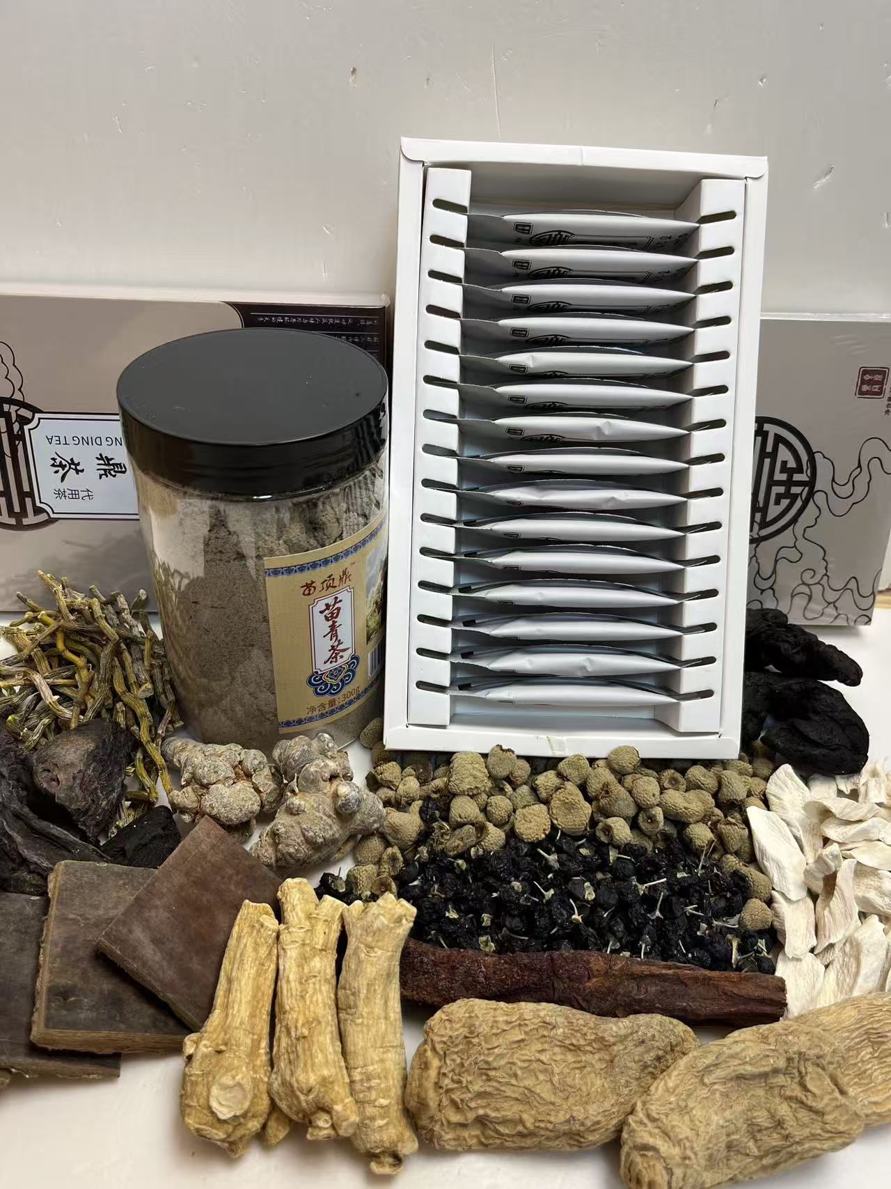 苗顶鼎苗青植物茶粉（代客磨粉）300克/罐+15袋一盒