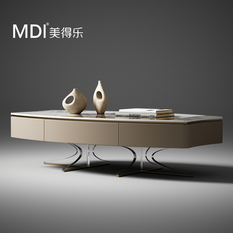 美得乐新款岩板亚克力茶几客厅简约高端意式茶几电视柜轻奢现代