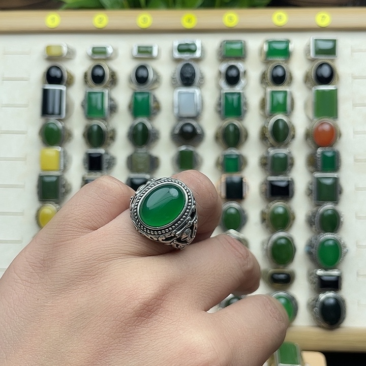 心***！玛瑙/玉髓银S925镶嵌戒指