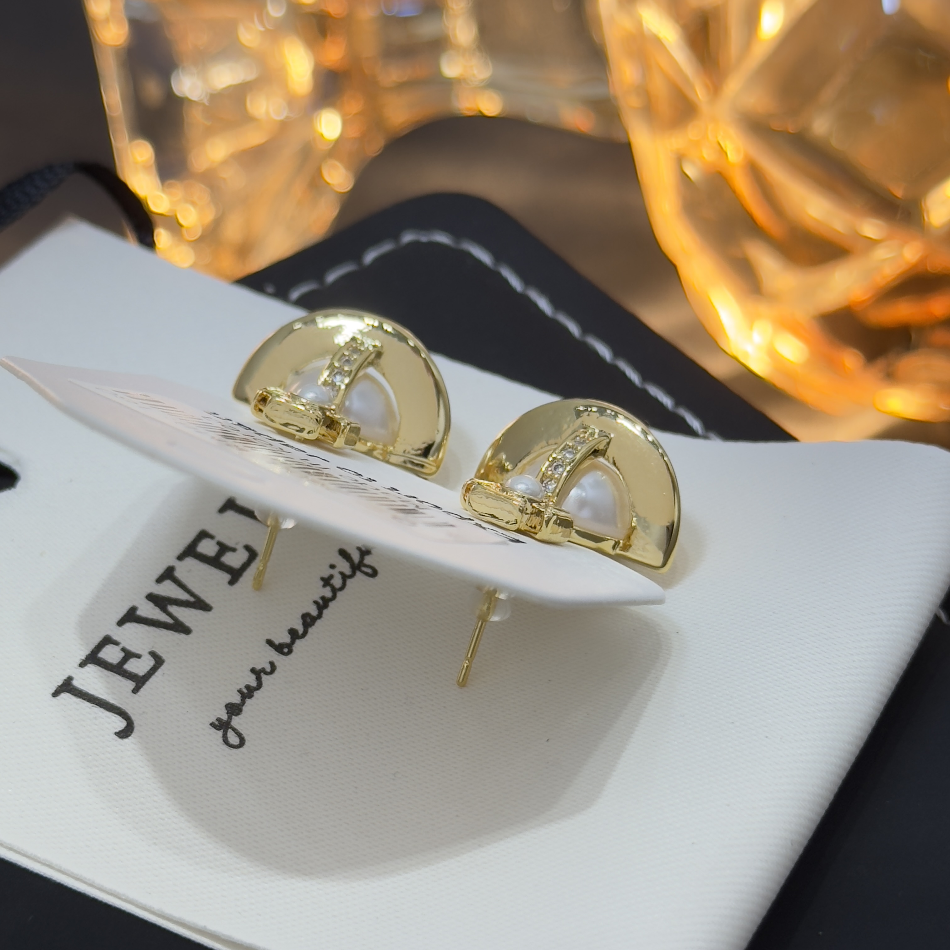 铜合金合成锆石耳饰 气质轻奢时尚百搭法式小众简约耳环QC2908