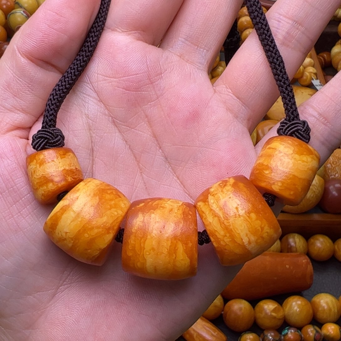 蜜蜡未镶嵌珠宝奇石五福临门