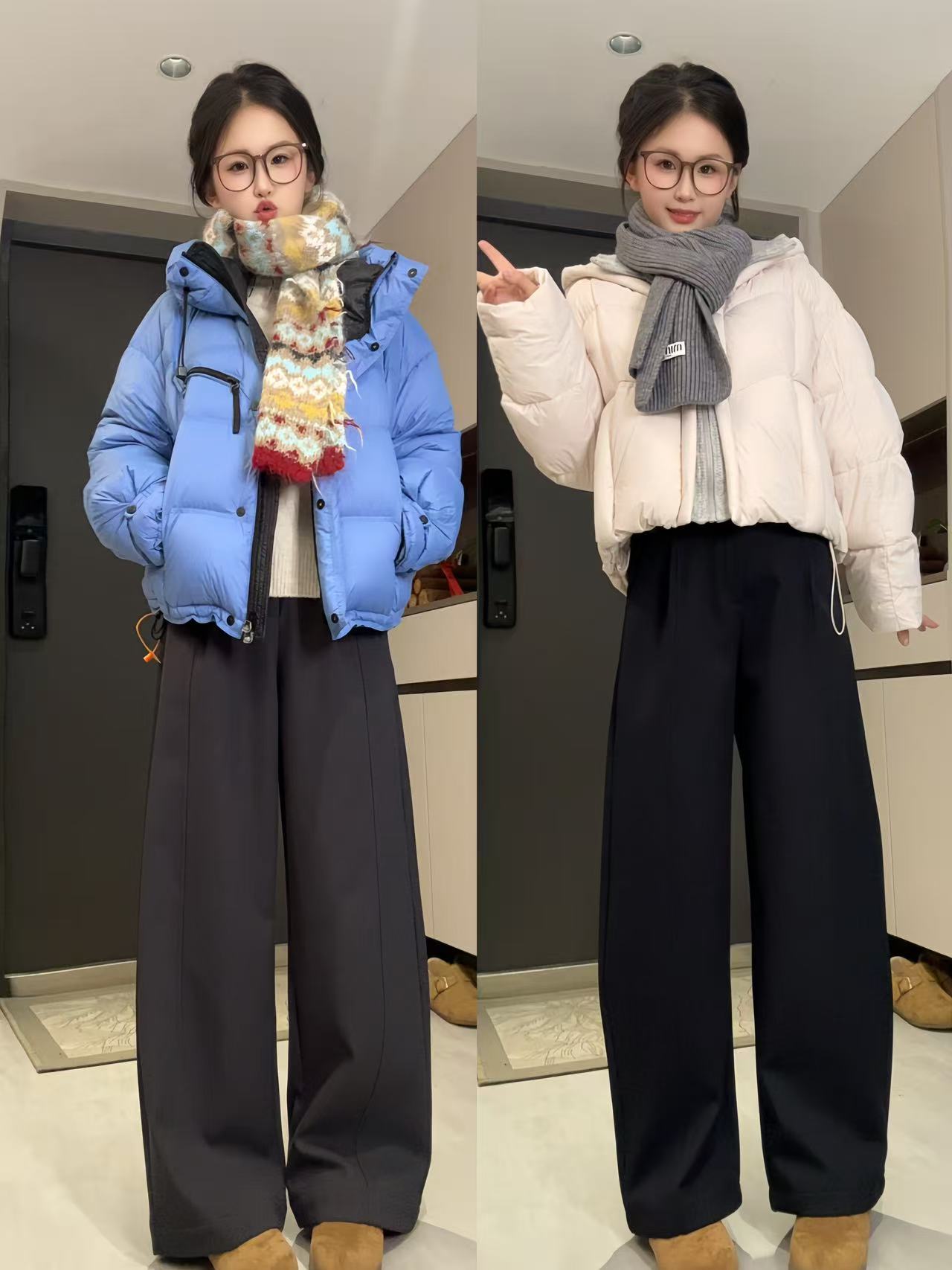 加绒加厚弯刀裤女2025秋冬百搭显瘦高腰宽松直筒阔腿休闲裤