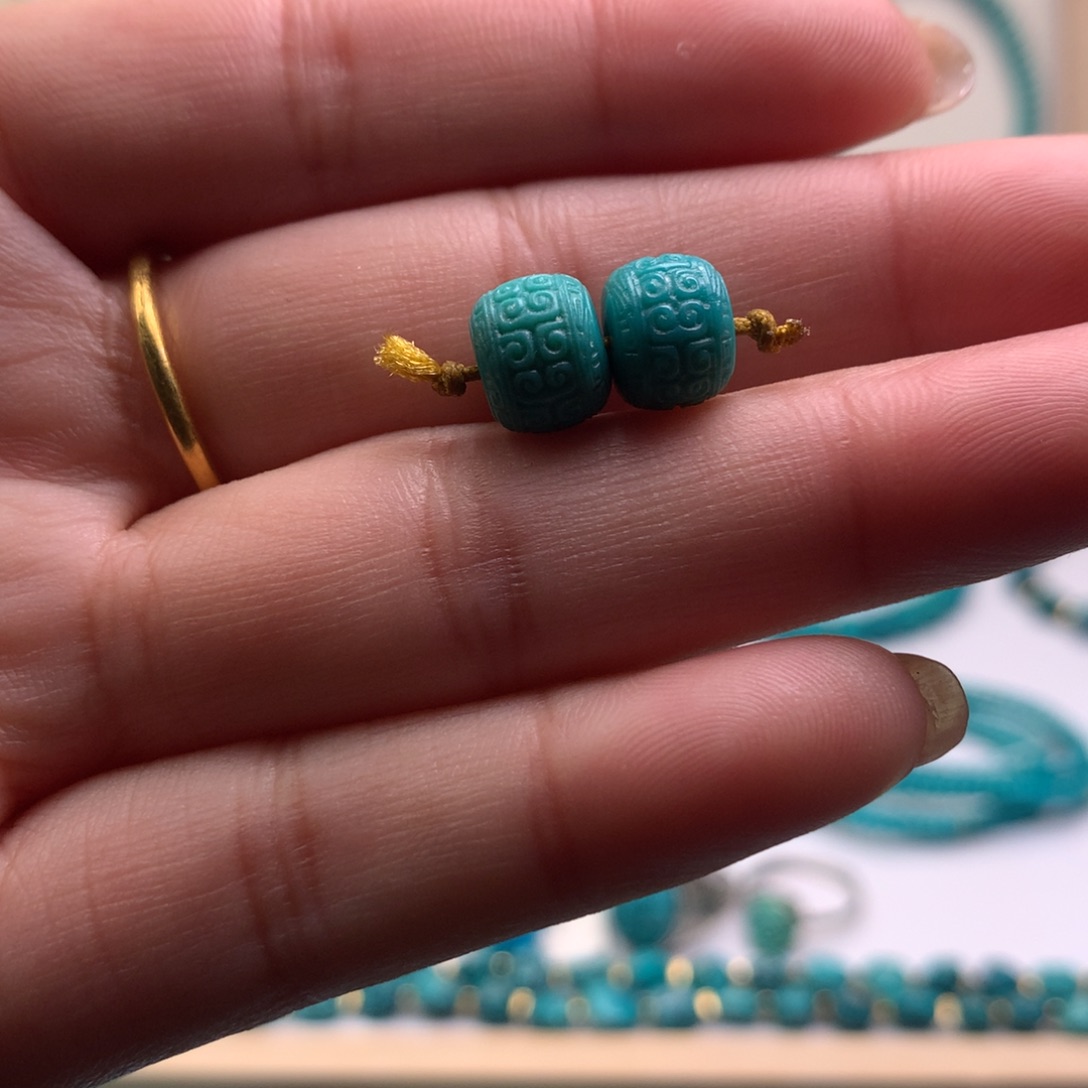 绿松石合金珠宝半成品卡8.5回纹对珠