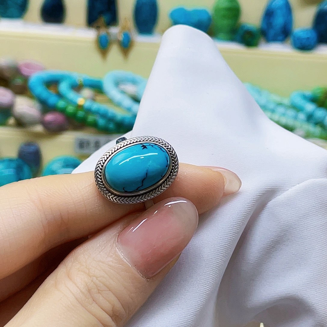 绿松石颈饰银S925镶嵌