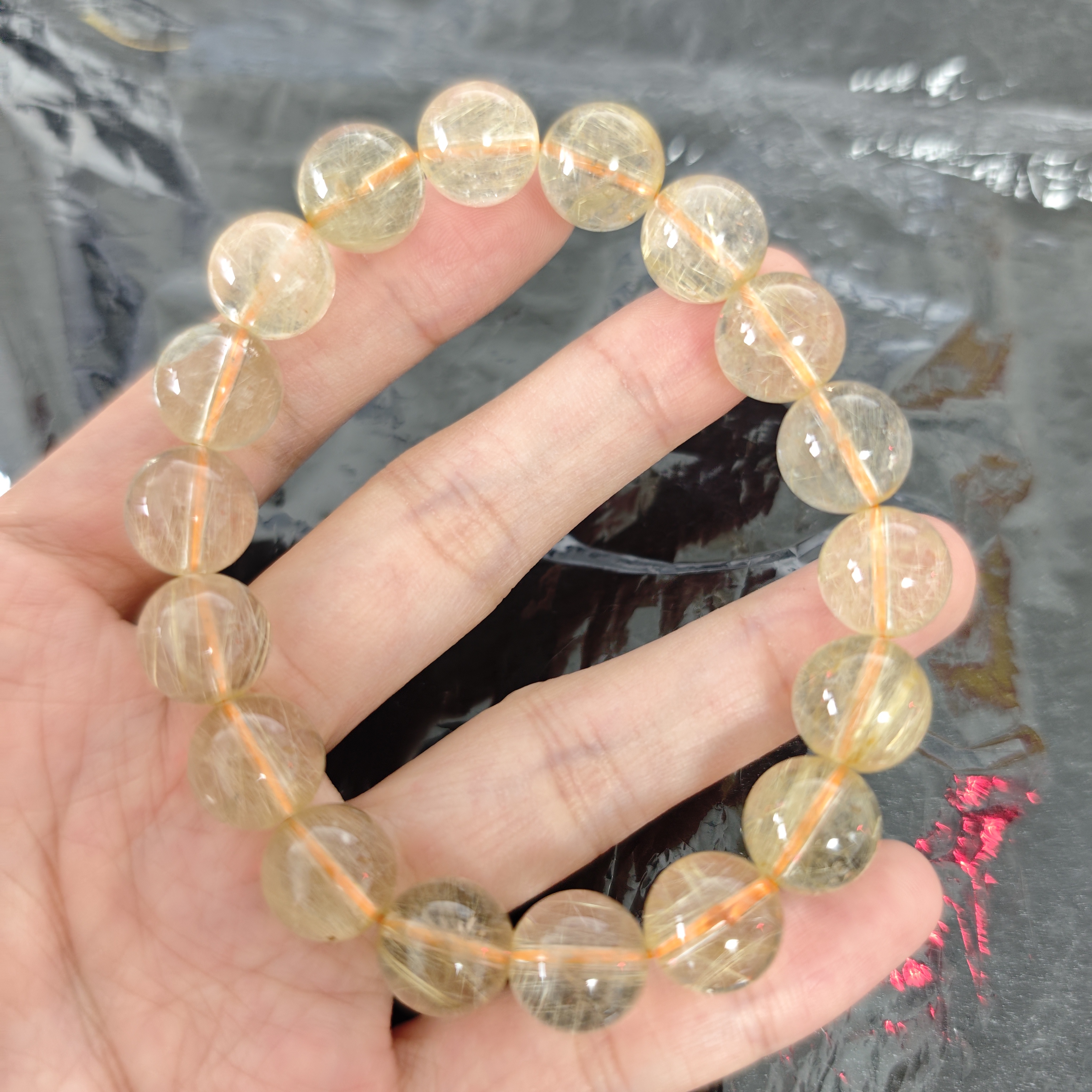 天然巴西老矿金钛晶手链微瑕付10次