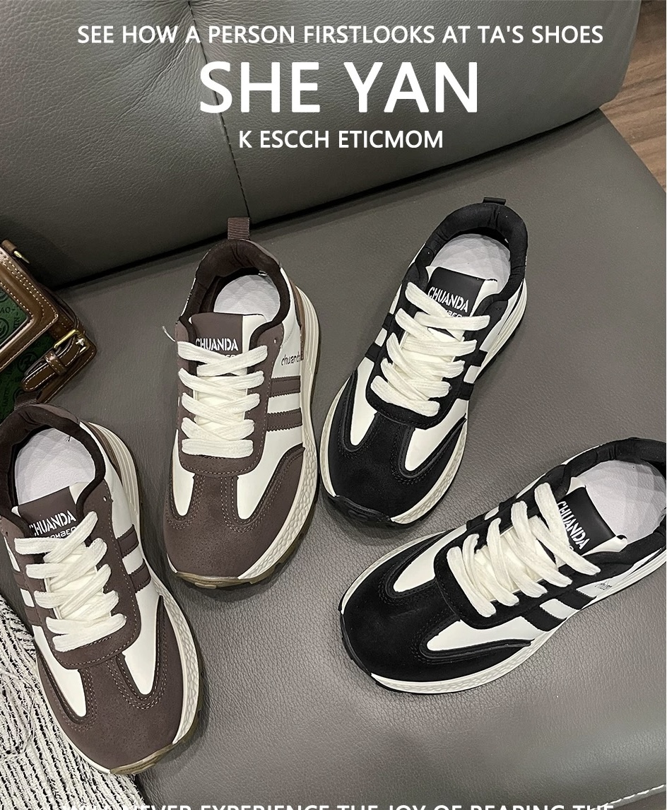 【J】轻便阿甘鞋老爹鞋女ins潮2025秋季新款复古厚底休闲运动女鞋