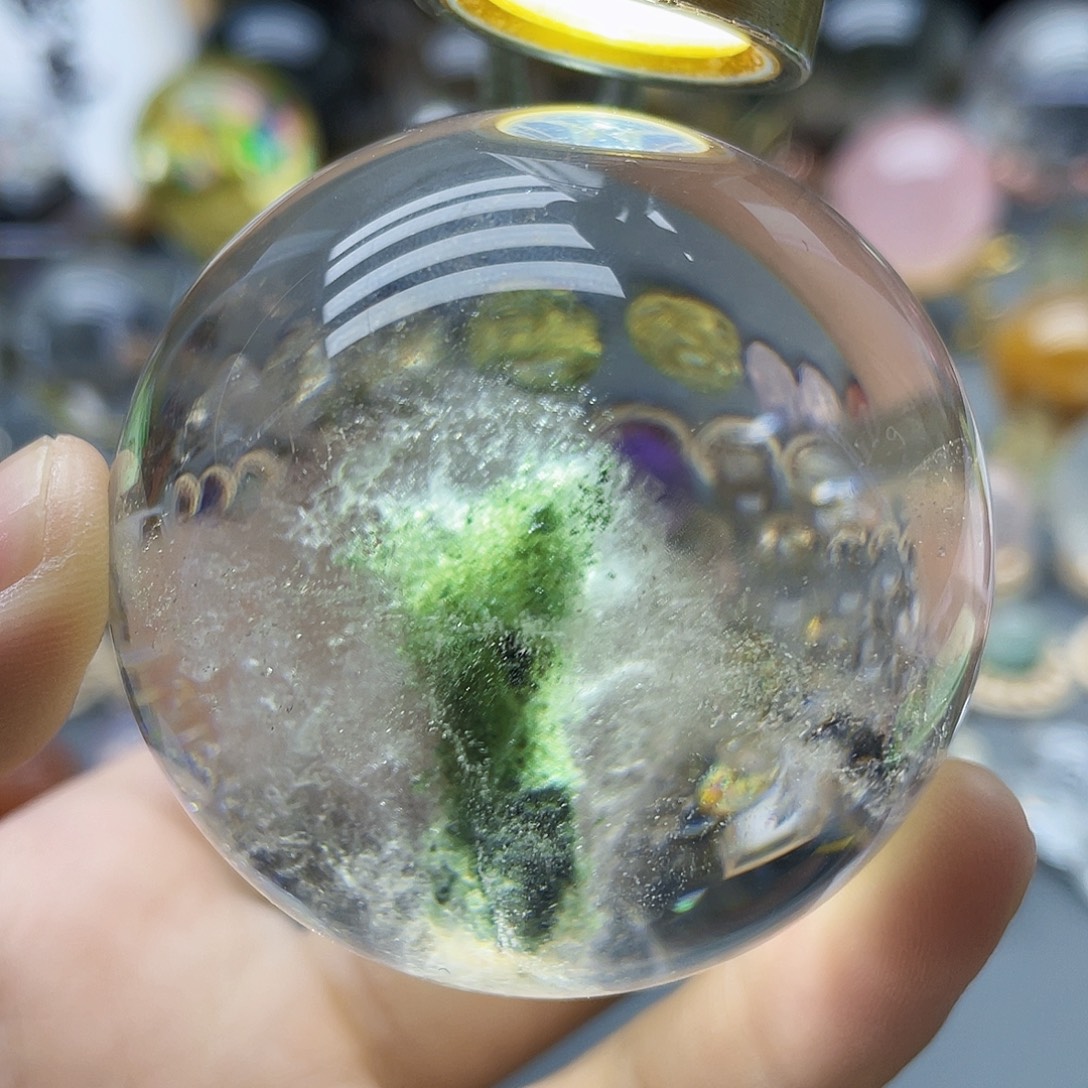 未镶嵌珠宝半成品水晶天然绿幽灵55.7mm