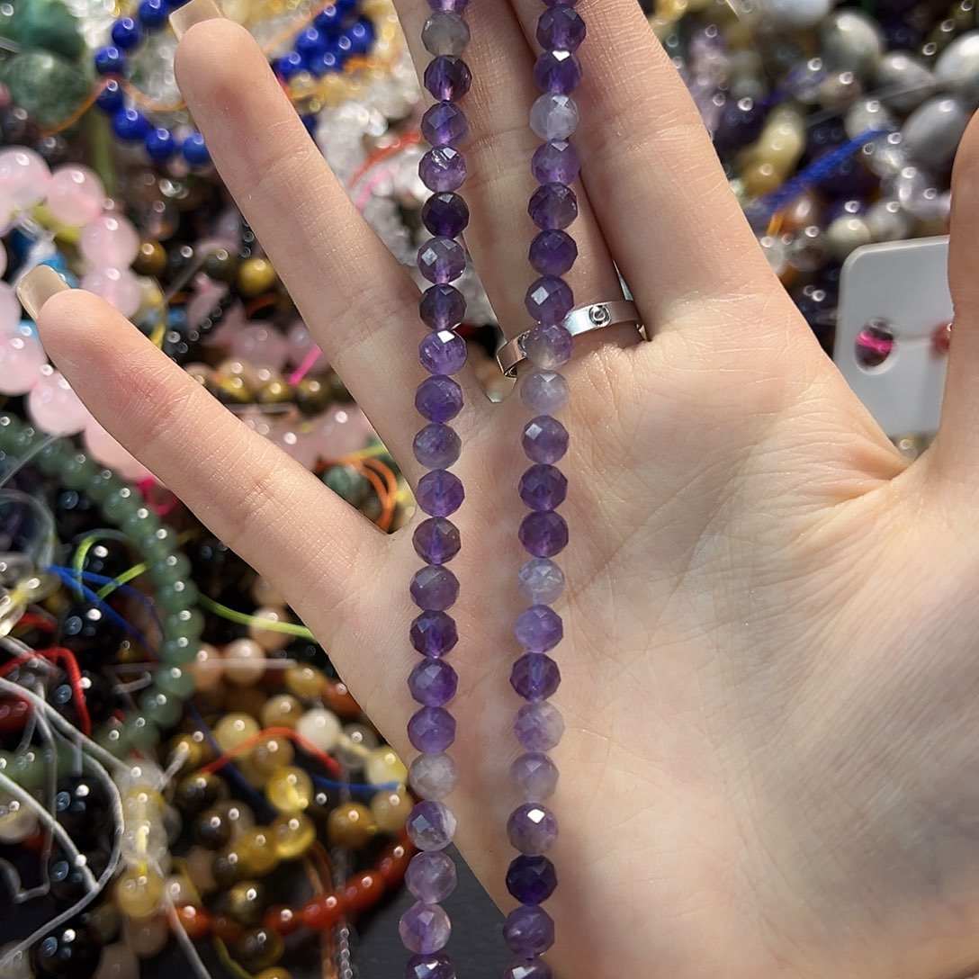 玛瑙/玉髓未镶嵌珠宝半成品紫水蹦迪切卡6一条