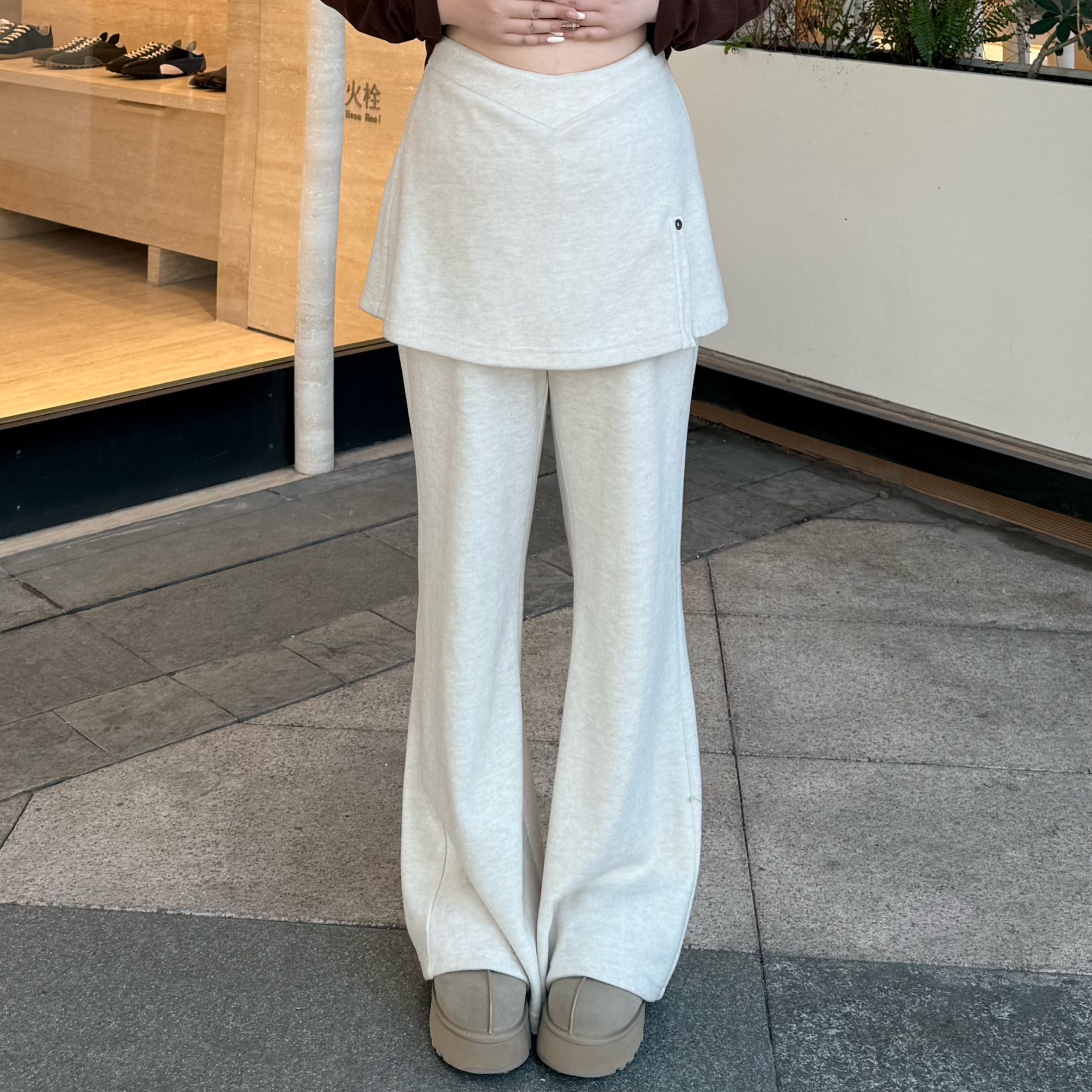 维维&南岛风特大码女装冬季款胖mm显瘦宽松V腰针织裙裤ZWW1094