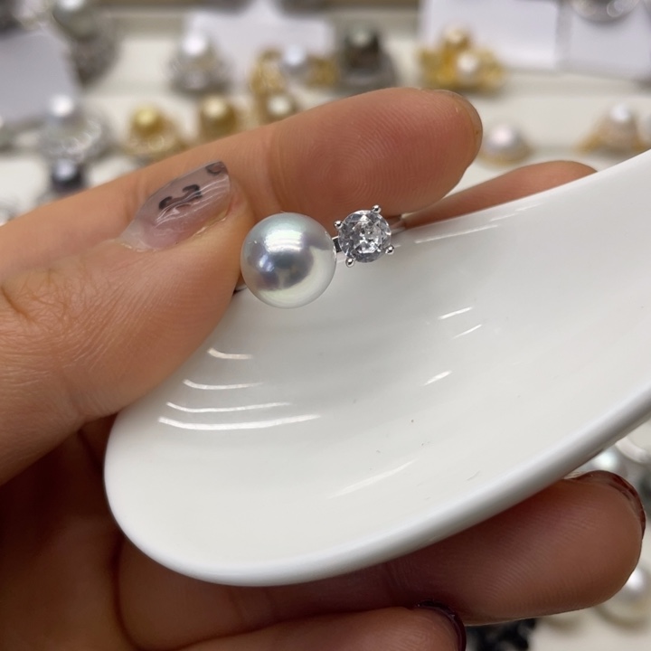 海水珍珠戒指银S925镶嵌