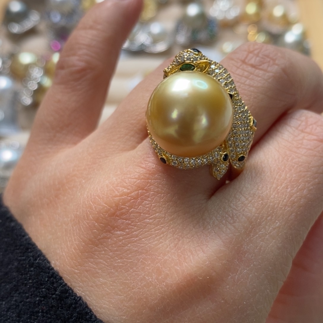 海水珍珠戒圈银S925镶嵌