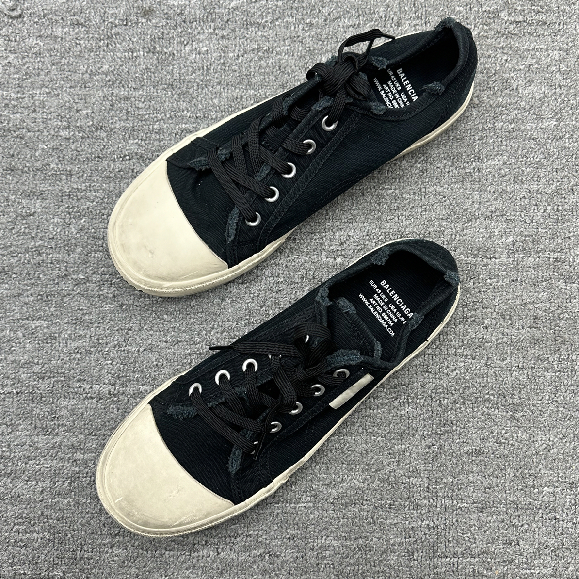 未使用 Balenciaga/巴黎世家 43 巴黎世家黑白帆布鞋 