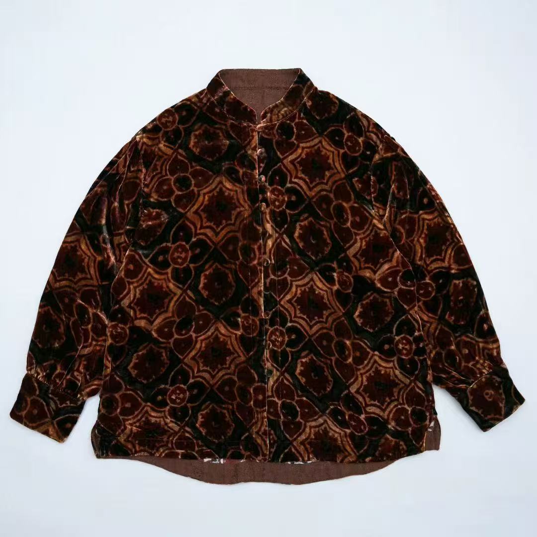 小文｜原创垒土25S0616复古金丝绒衬衫