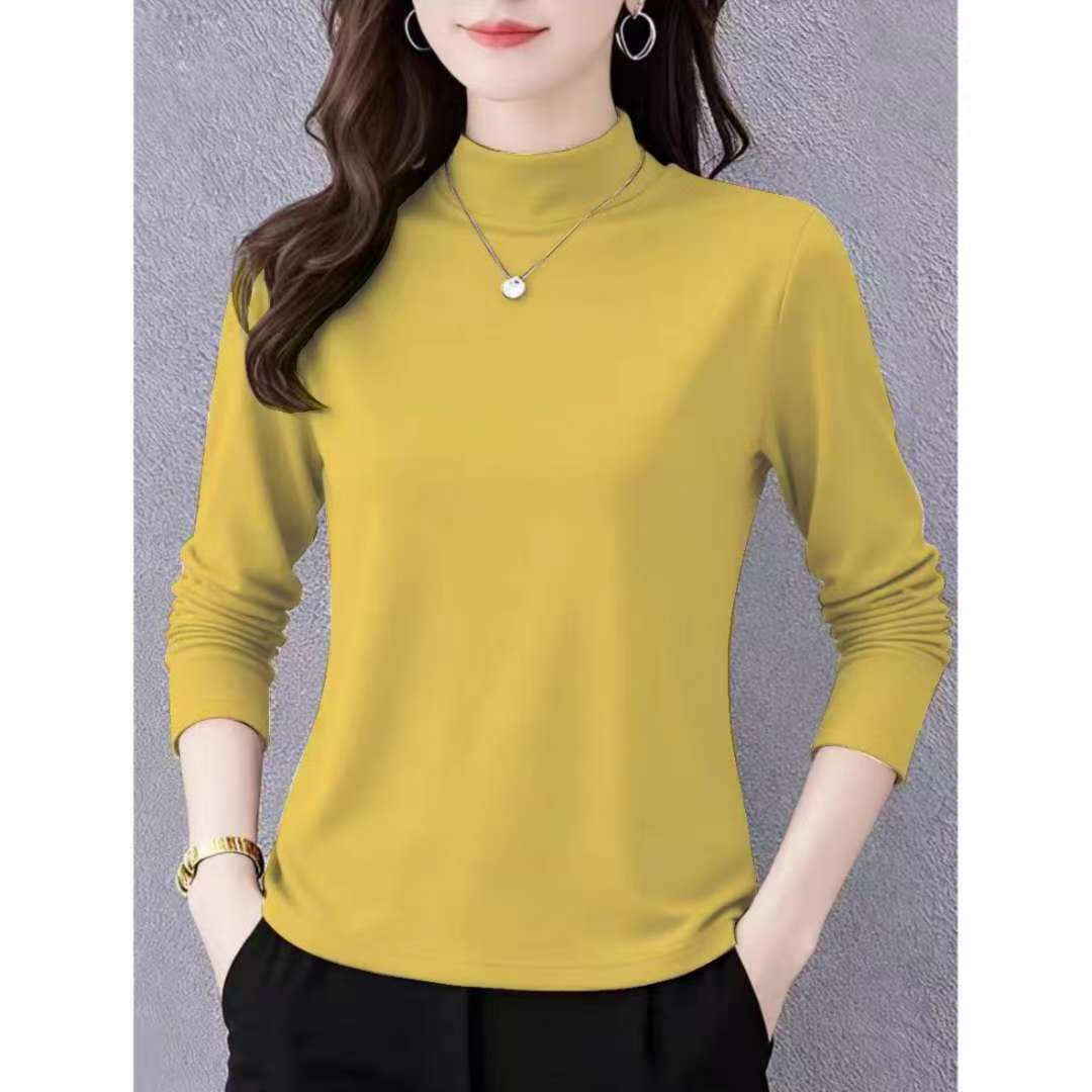 2025秋冬保暖长袖T恤修身显瘦纯色保暖打底衫舒适德绒百搭小衫