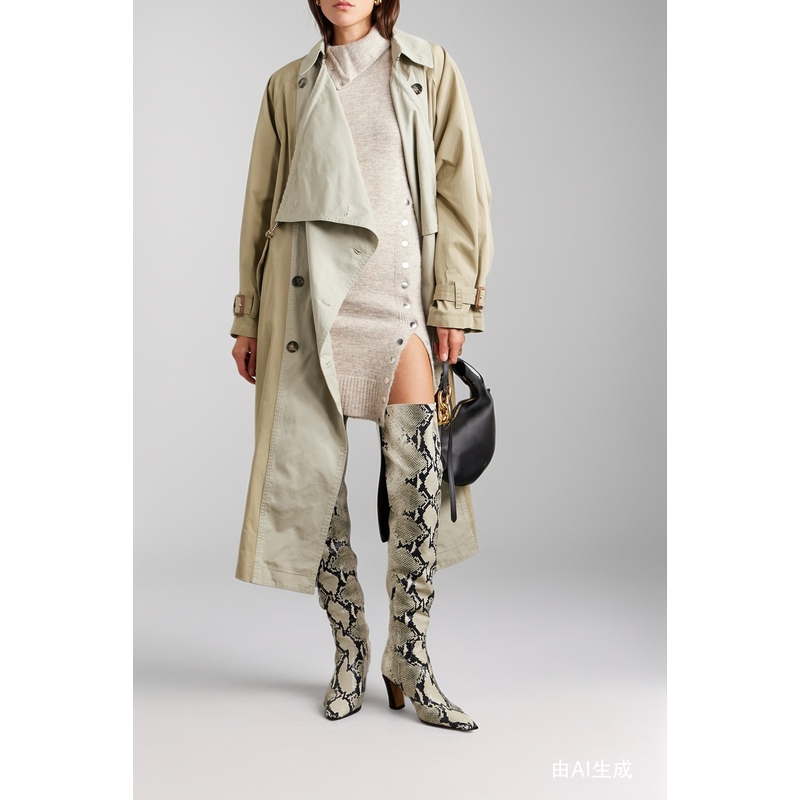 [折扣]Isabel Marant 早春女双色双排扣棉质风衣