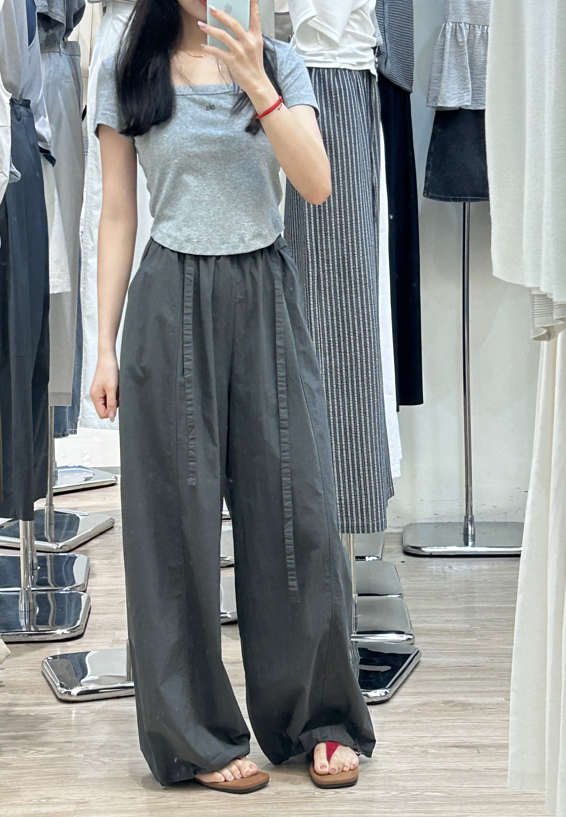 夏季新款松紧腰抽绳休闲运动百搭束脚气球工装裤