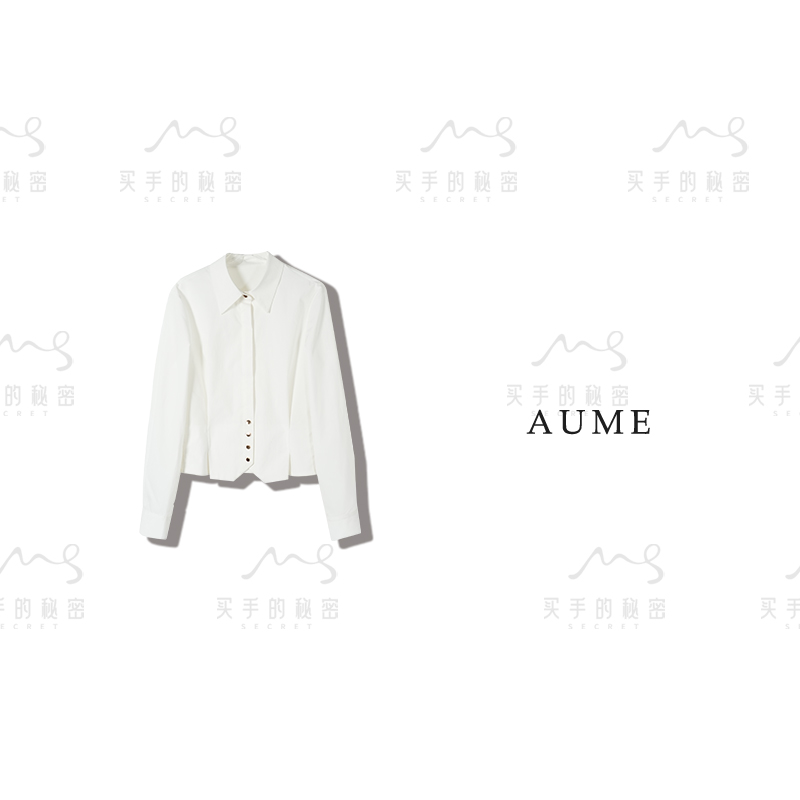 宫廷风下摆排扣捏褶收腰短衬衫CS-Z0114-3505