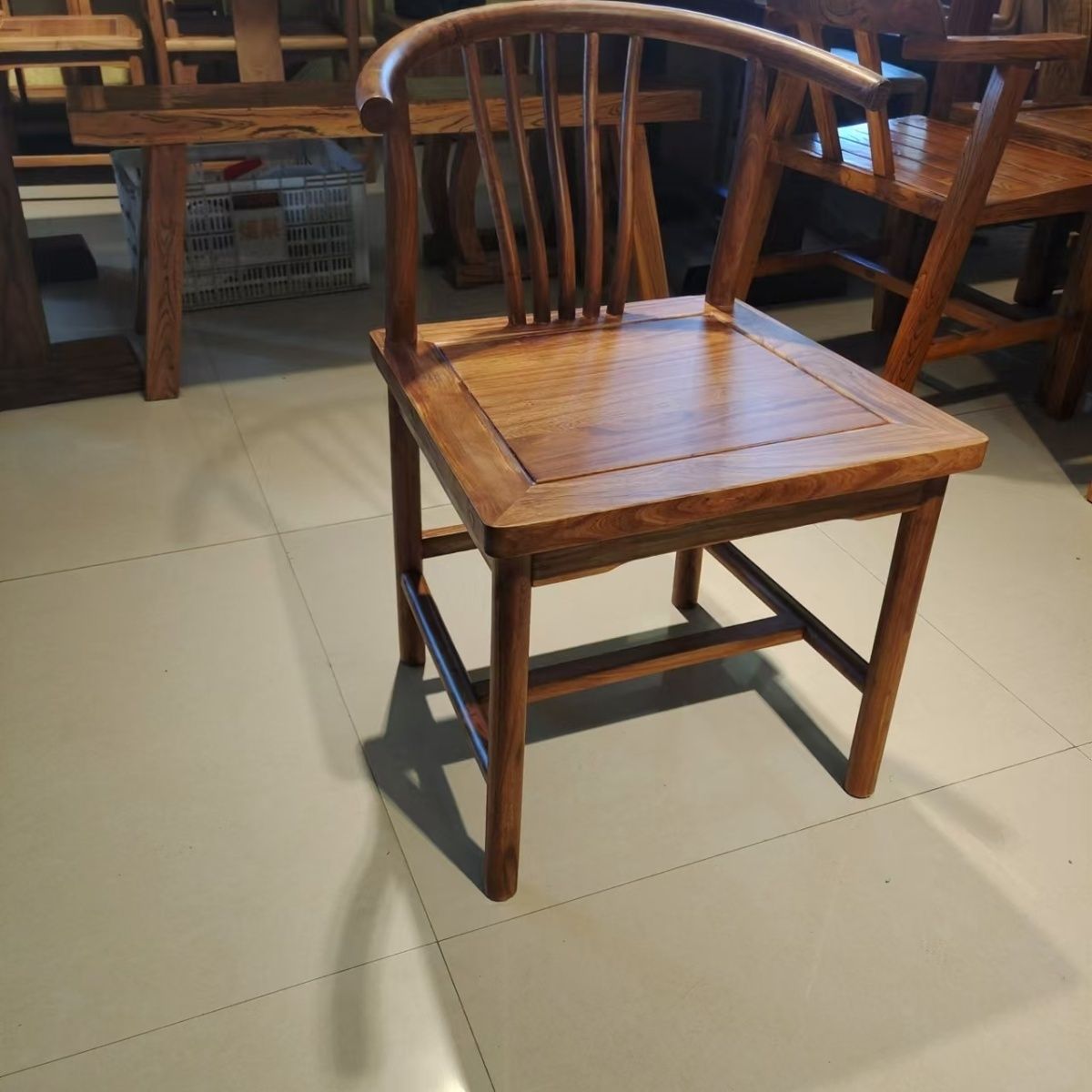 老榆木圈椅围椅餐椅榆木椅子靠背中式官帽简约家用仿古茶椅太师椅