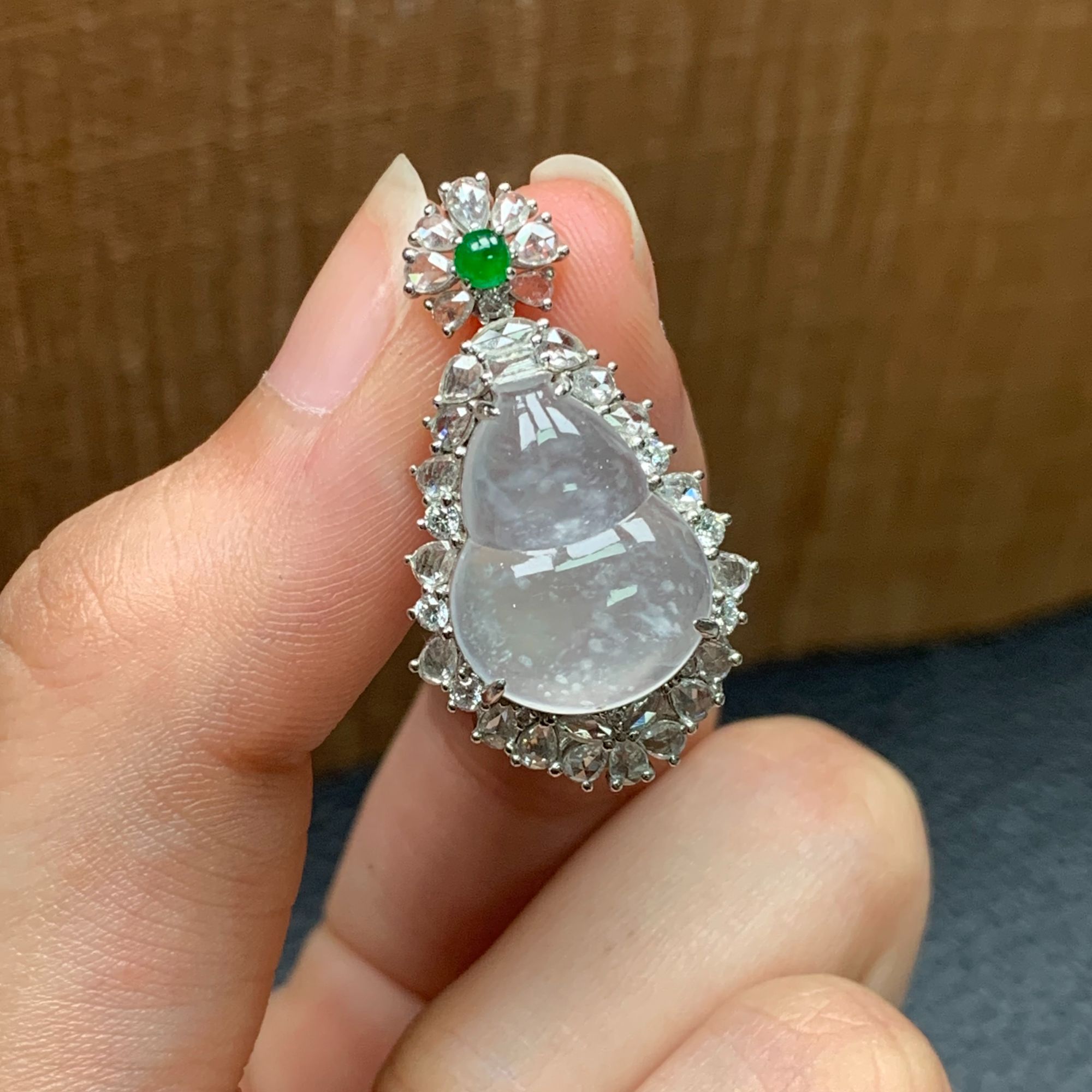 【3.14】18k镶嵌翡翠吊坠-175