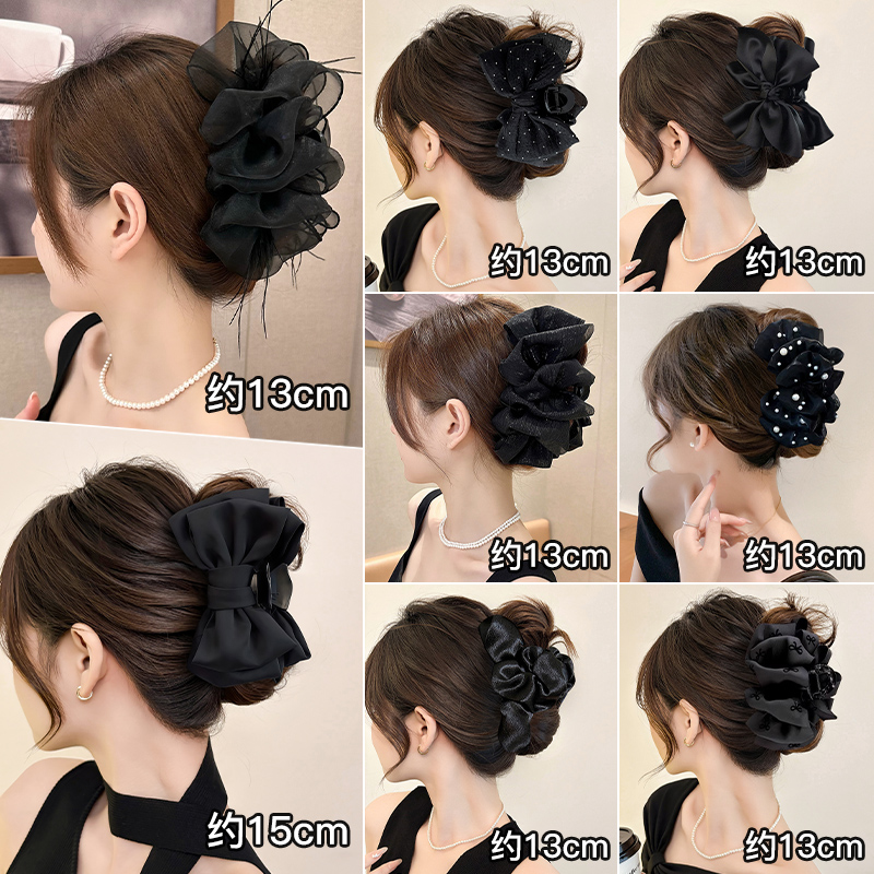 高级感蝴蝶结抓夹女后脑勺发量多盘发发夹大号气质鲨鱼夹发卡头饰