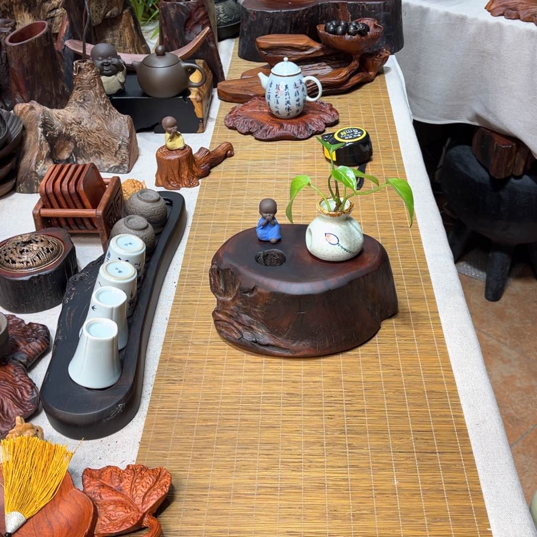 缅甸花梨壶承底座