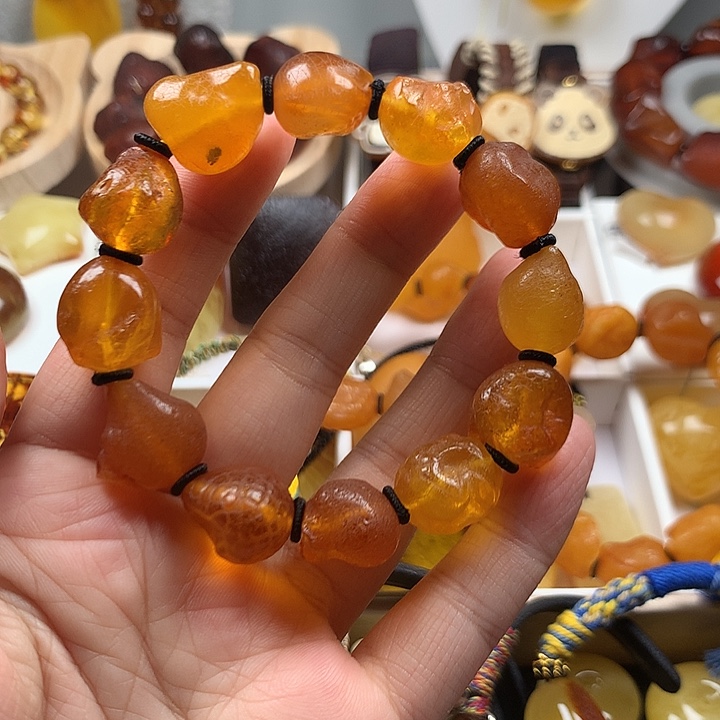 未镶嵌琥珀裸石海漂手串
