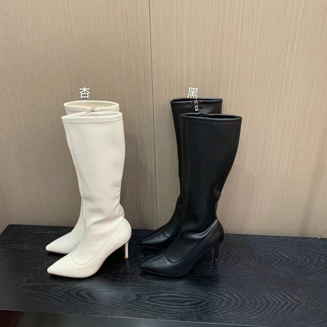 DACPAN-冬季薄绒尖头细跟长靴 筒围33长35跟8 2025/盼•PP 1981-2A