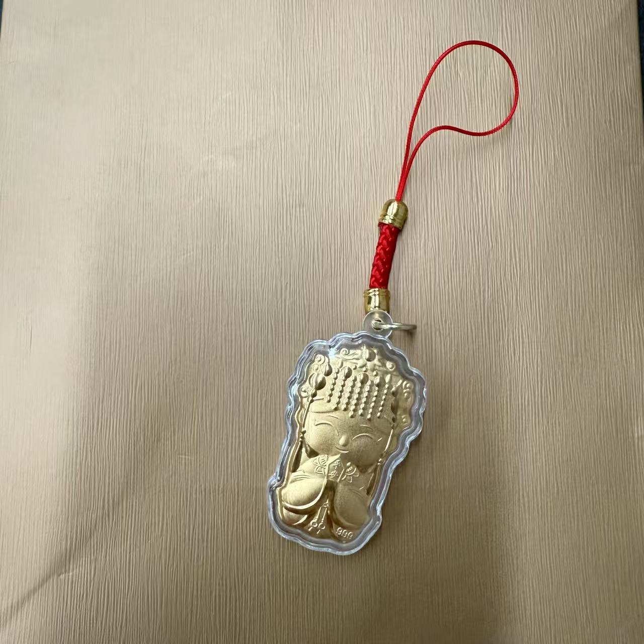 #沐南专享# 妈祖吊坠创意卡通平安坠金箔钥匙扣手机挂坠随手礼