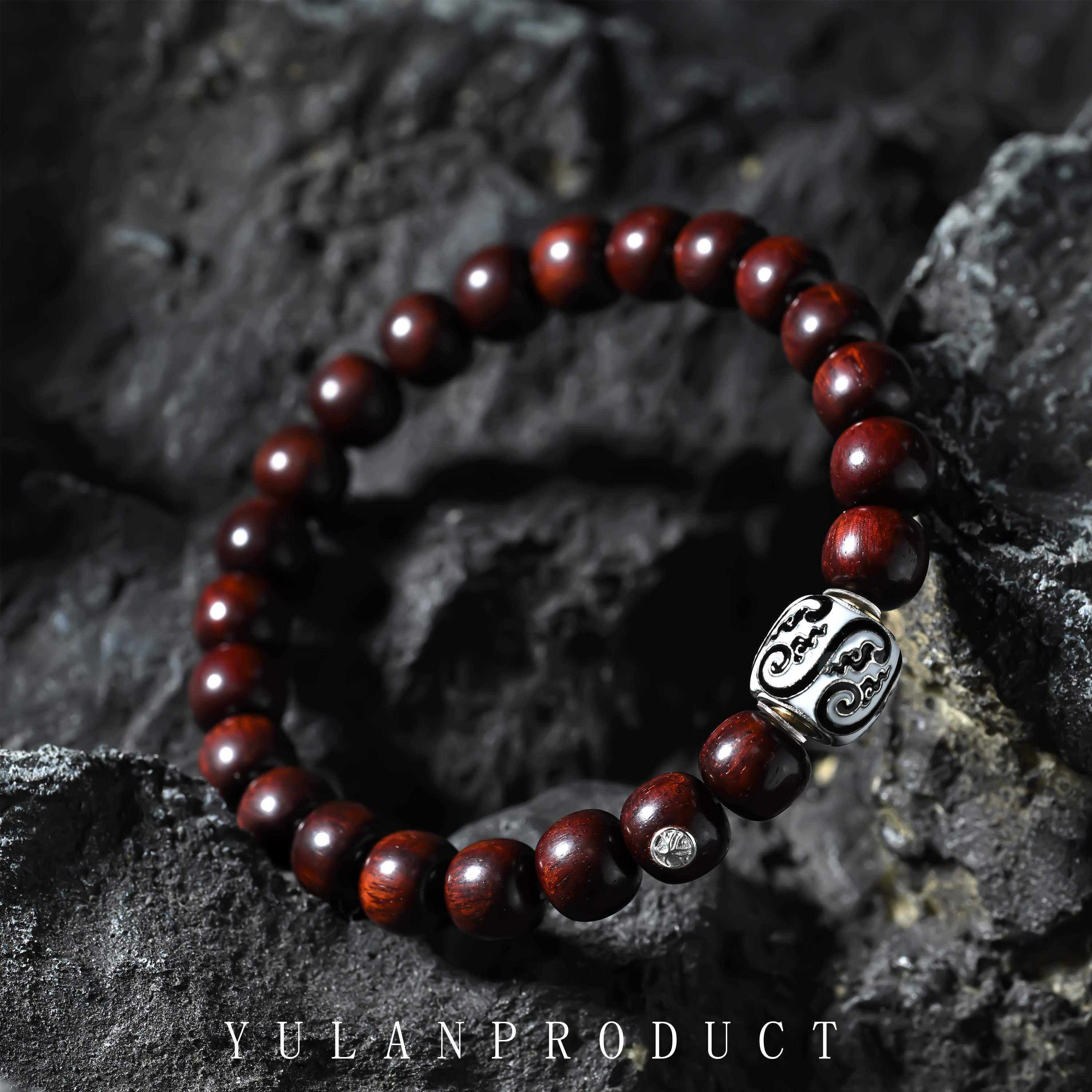 钰澜文玩【天青珐韵·紫府】珐琅彩青花瓷-老料小叶紫檀精工老型