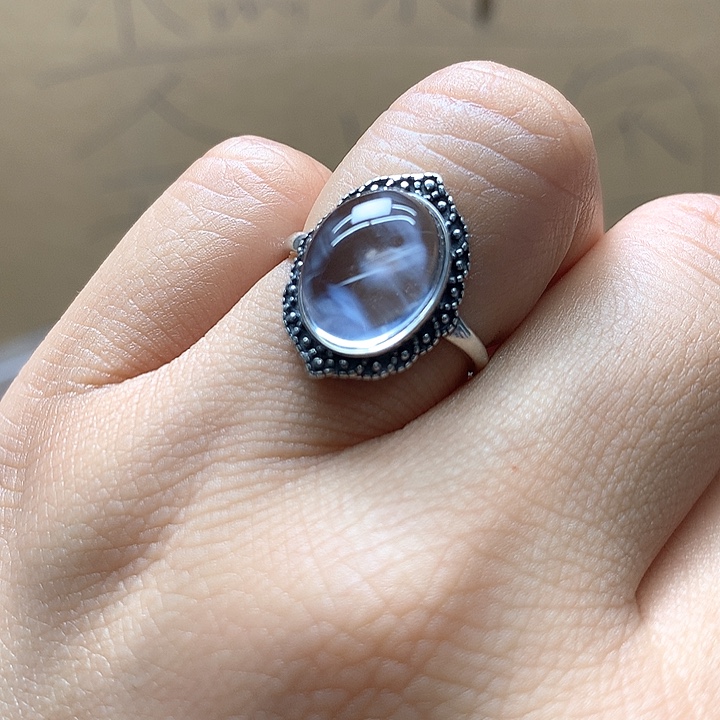 水晶水晶戒指银S925镶嵌择*