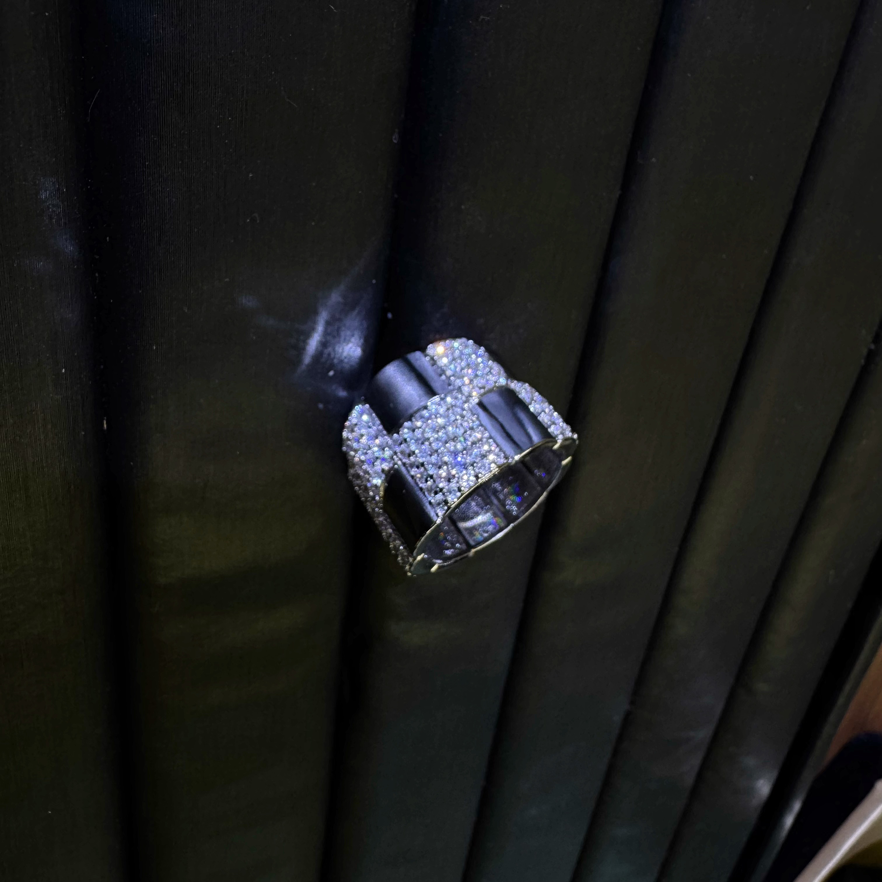 钛钢合成锆石戒指 复古暗黑系小众风格高级感指环戒