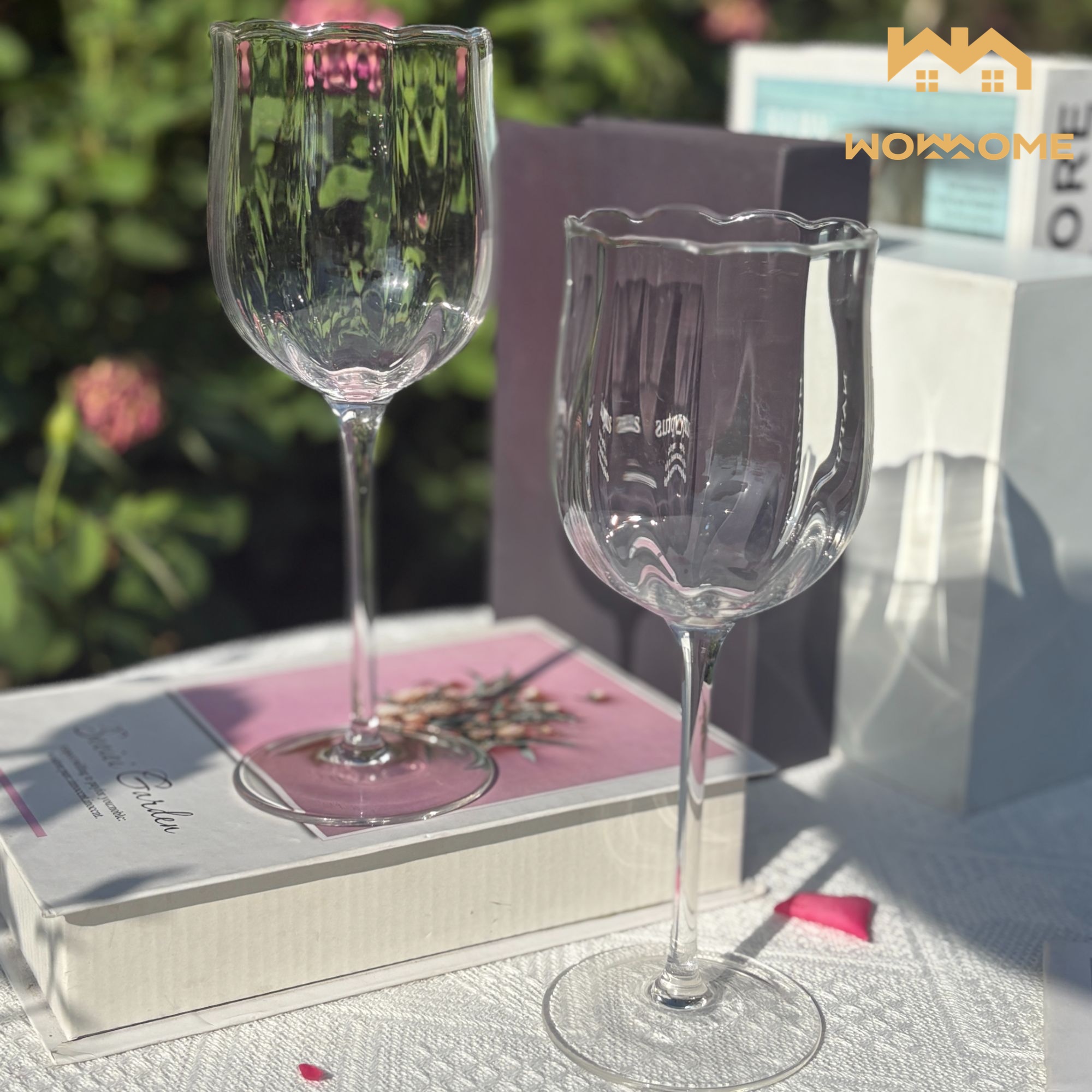 惊喜家2只宽棱透明高脚杯小清新简约欧式葡萄酒杯创意手工家用