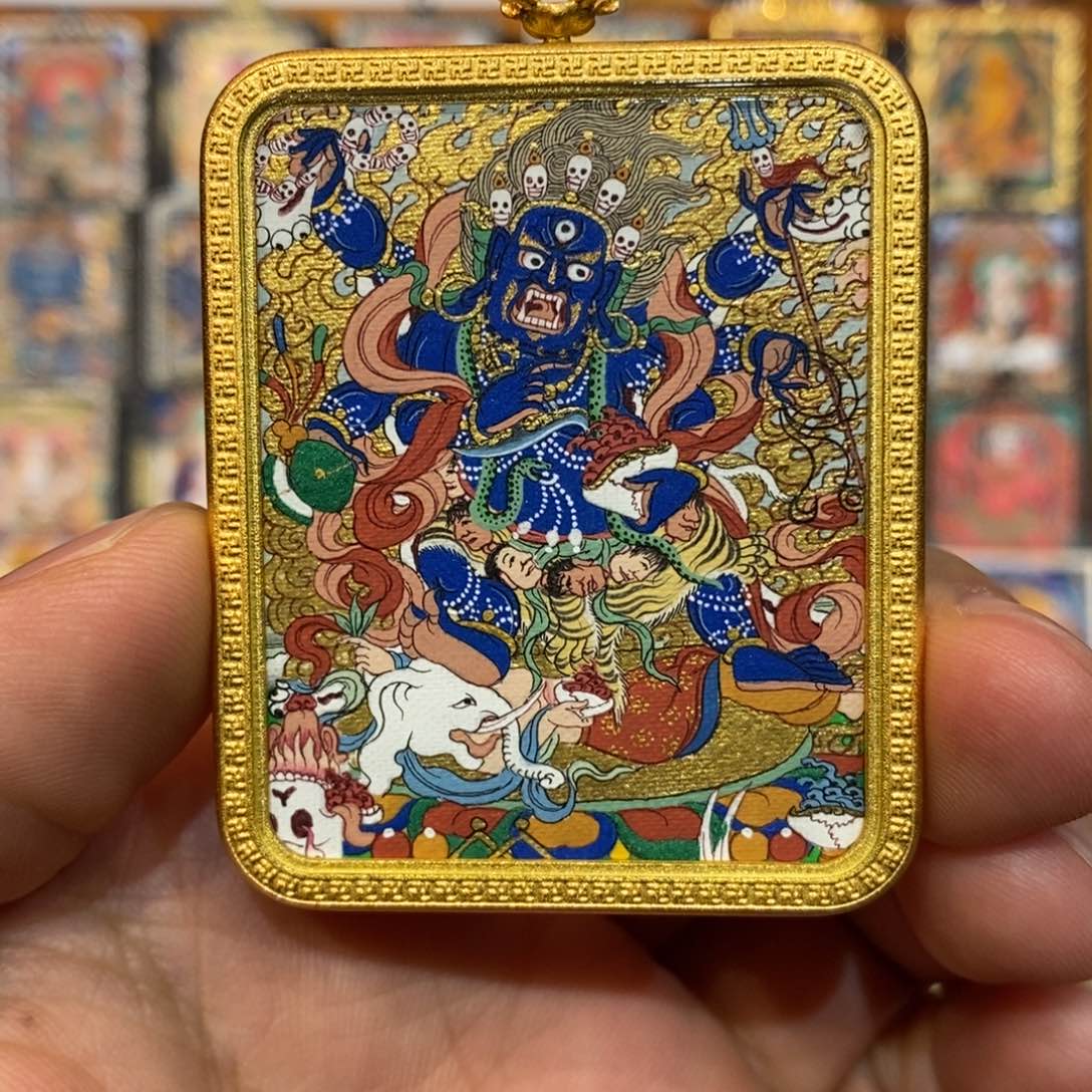 吊坠开播特惠纯手绘大黑天唐卡