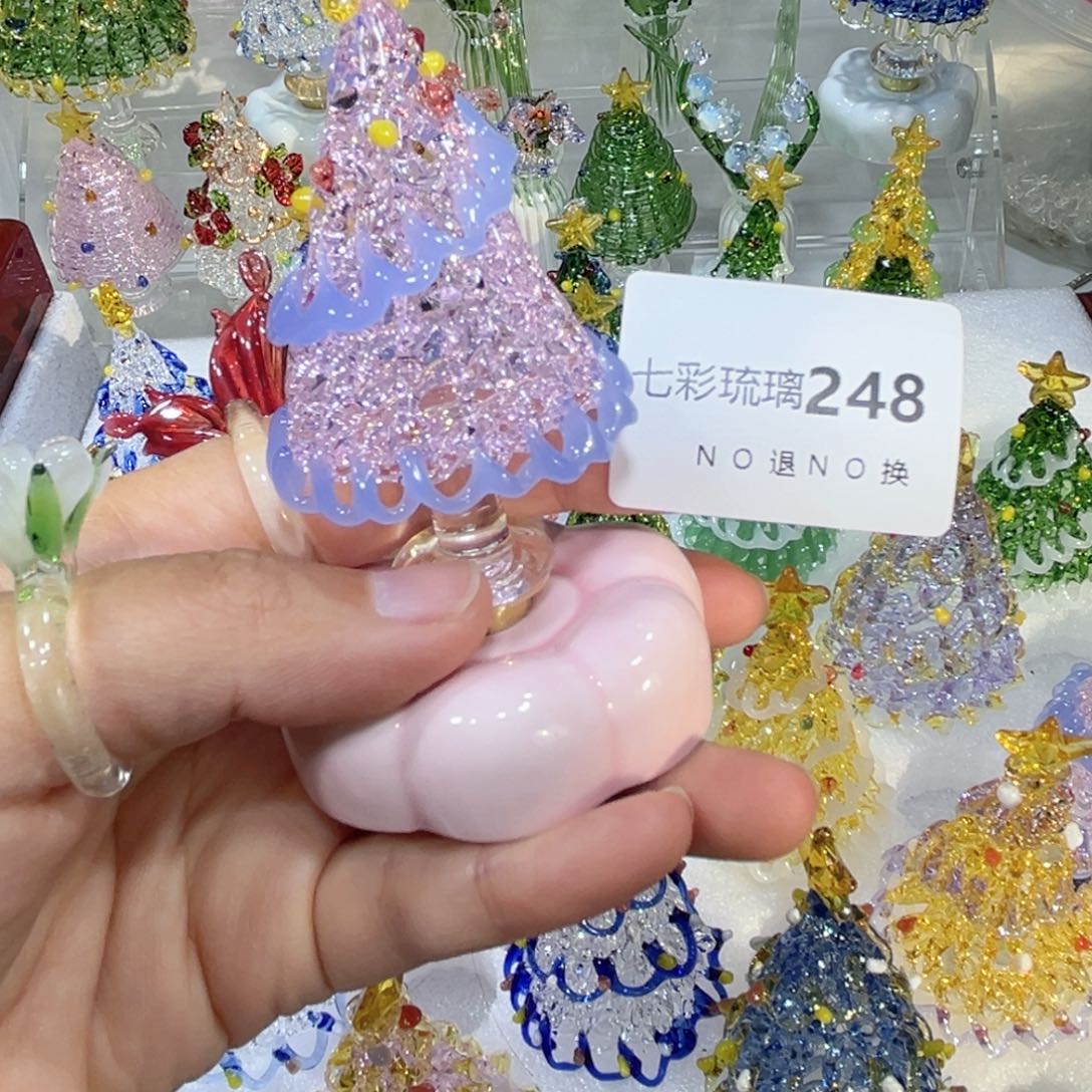 绿***饼颈饰玻璃248粉色带底座