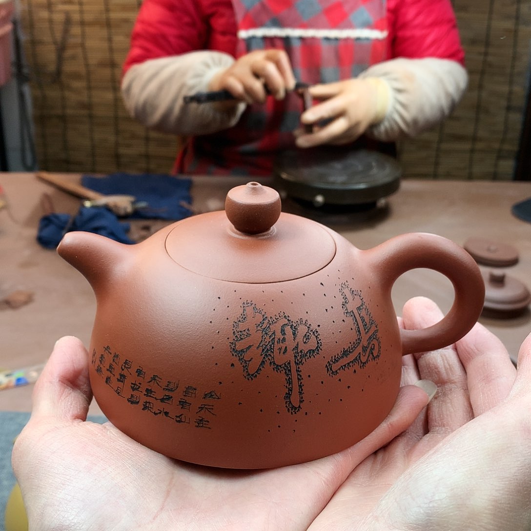 紫砂茶壶  半月 紫泥