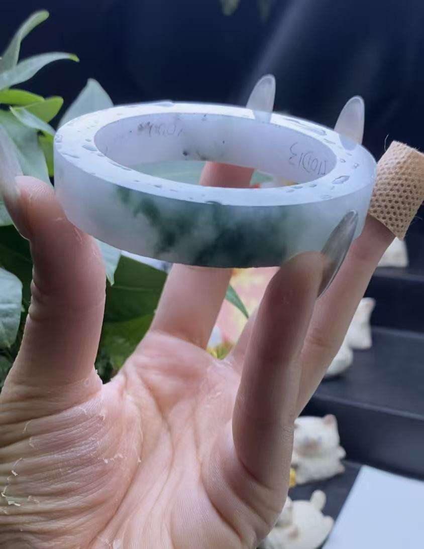 【迪家珠宝】毛胚定制翡翠手镯  意境飘花（定制不退不换）