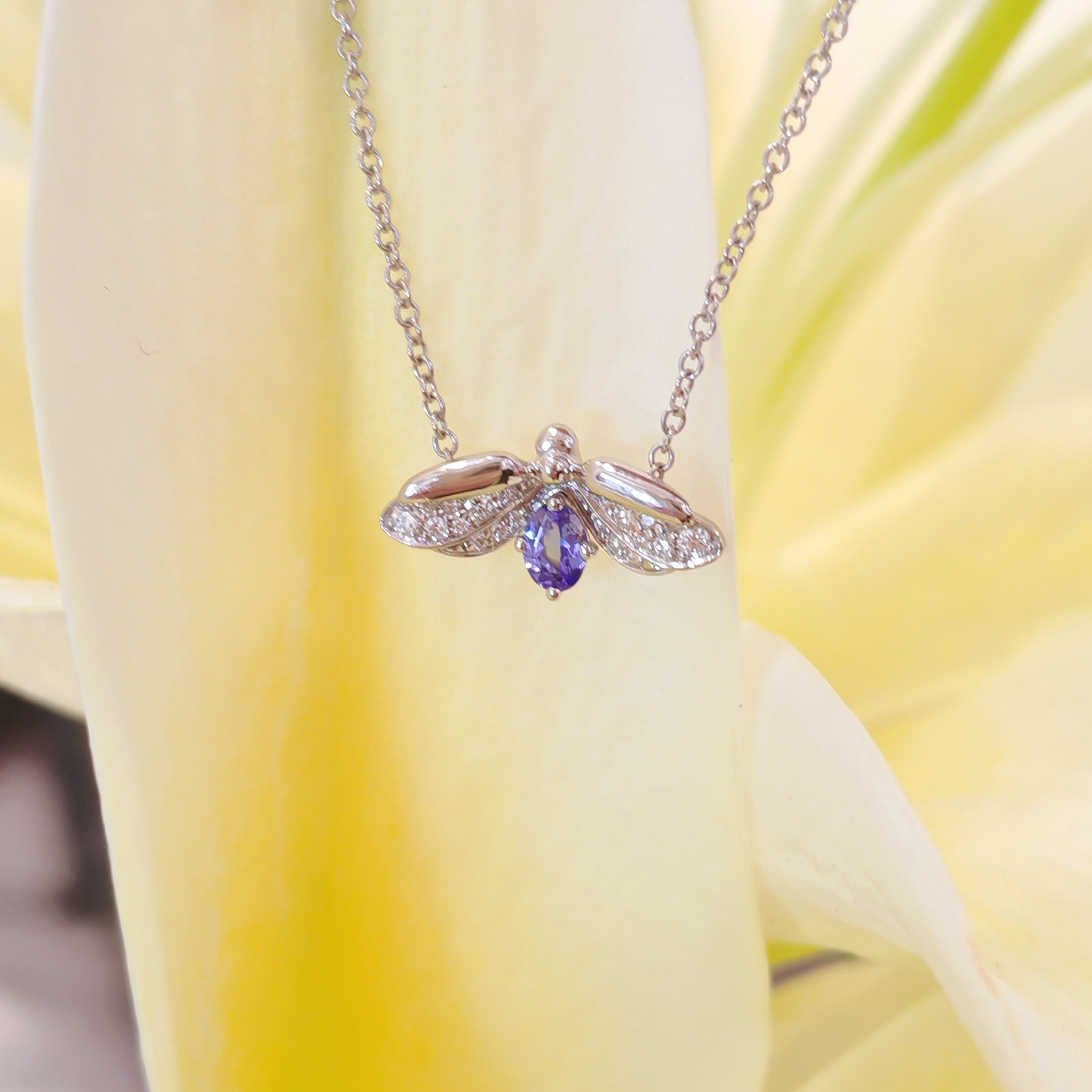 99新 Tiffany & Co./蒂芙尼 萤火虫项链/pt950/40cm/盒  