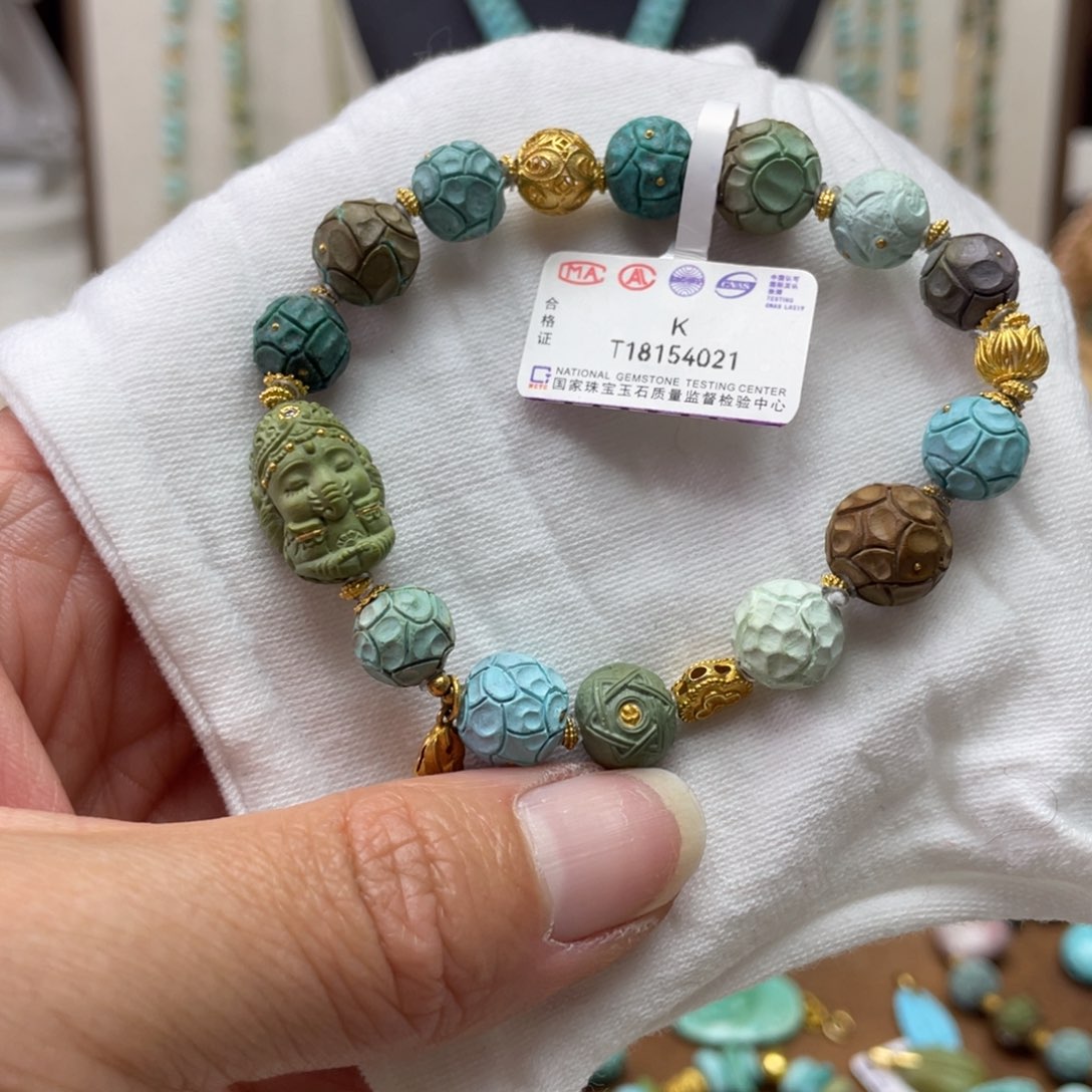 绿松石手链18K金镶嵌