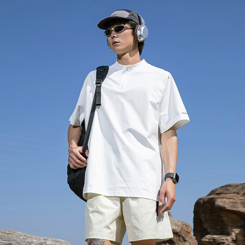 TN005港风新款拼接情侣短袖冰感速干百搭休闲潮流宽松T恤男