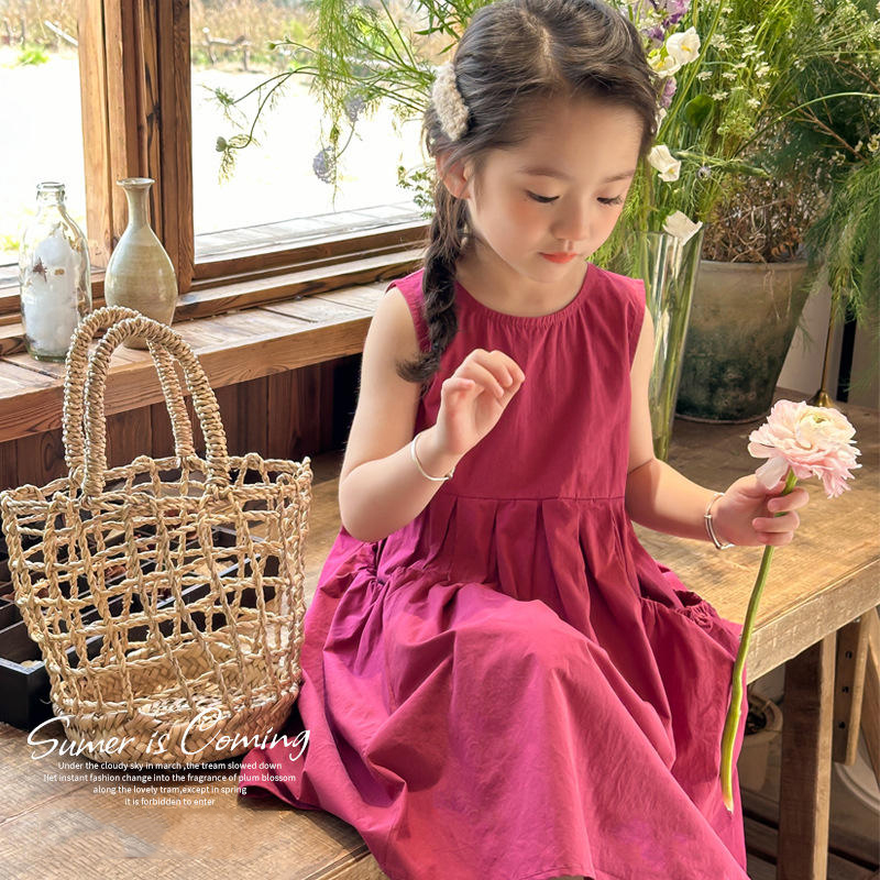 薄款女童连衣裙夏季2025新款长款裙子无袖背心裙儿童装公主裙