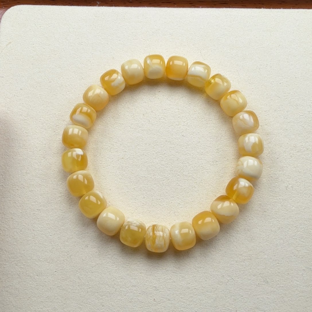 手串蜜蜡未镶嵌10+俄料金白蜡精工老型手串